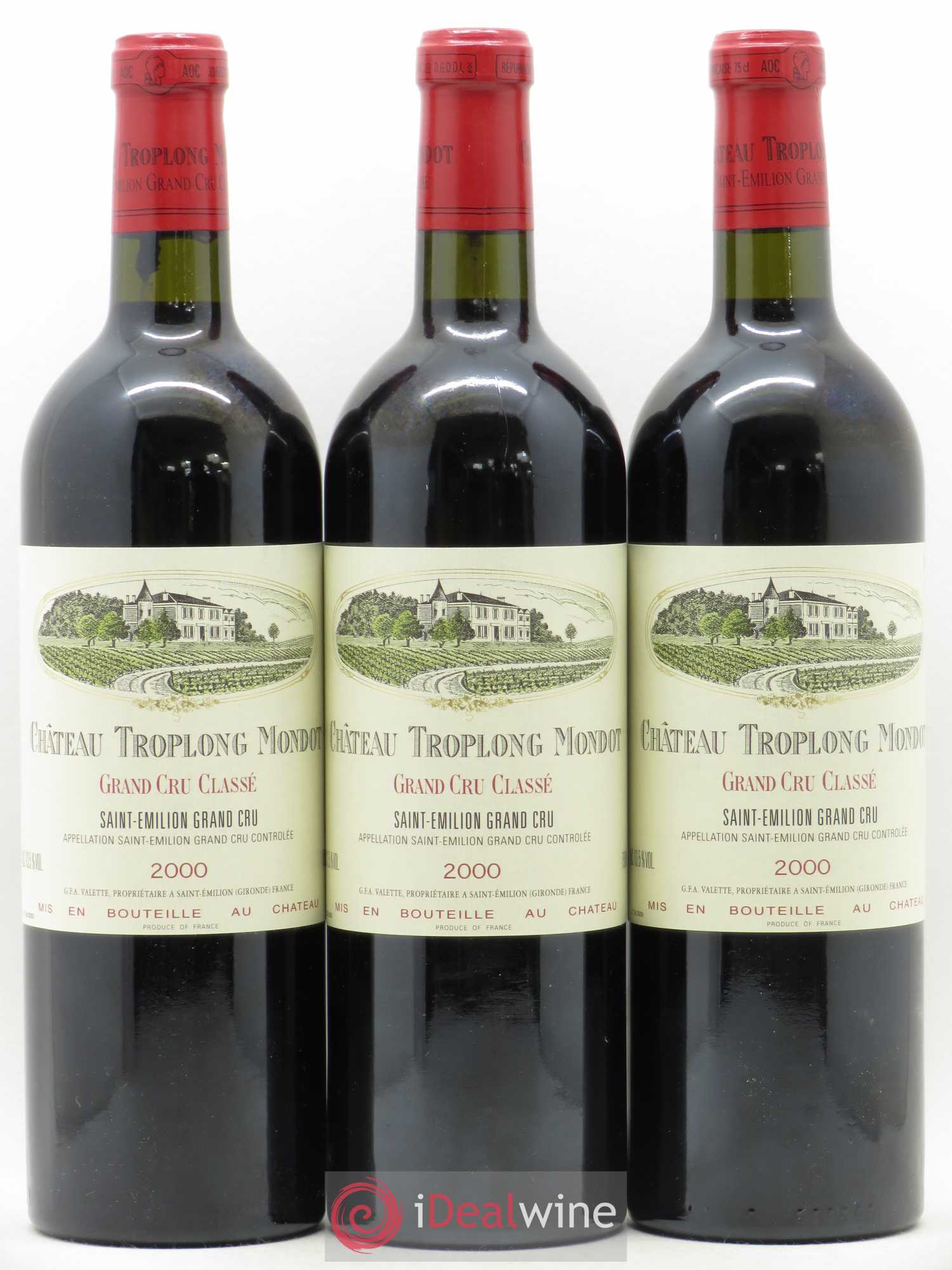 Château Troplong Mondot 1er Grand Cru Classé B 2000 - Lot de 3 bouteilles - 0