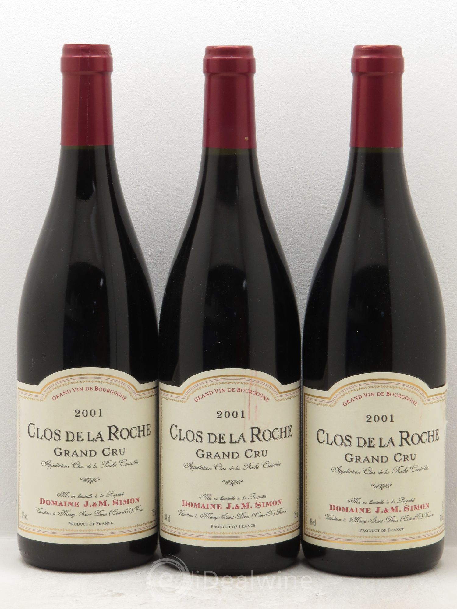 Clos de la Roche Grand Cru J&M Simon 2001 - Posten von 3 Flaschen - 0