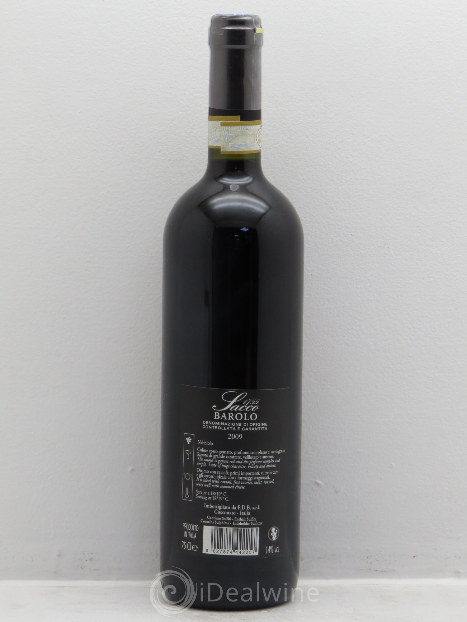 Barolo DOCG Sacco 1755 2009 - Lot de 1 bouteille - 1