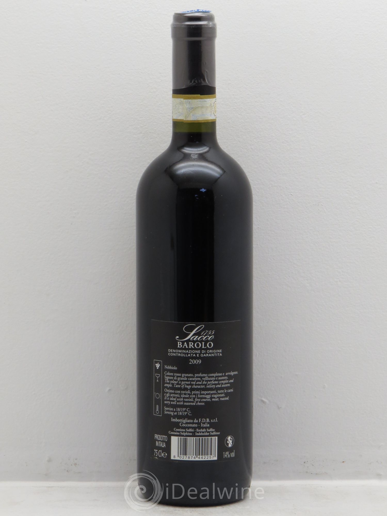 Barolo DOCG Sacco 1755 2009 - Lot de 1 bouteille - 1