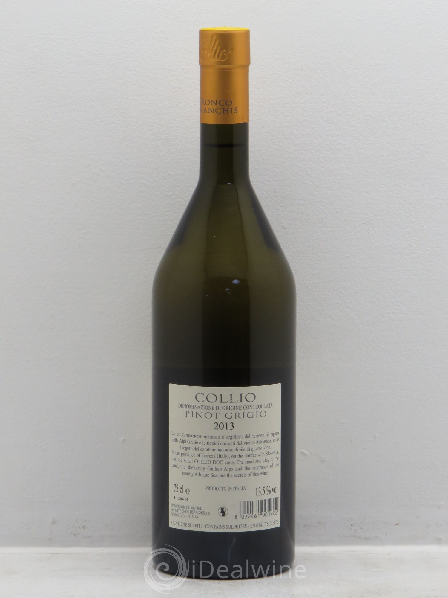 Italie Collio .Azienda Agricola Ronco Blanchis .Pinot Grigio 2013 - Posten von 1 Flasche - 1
