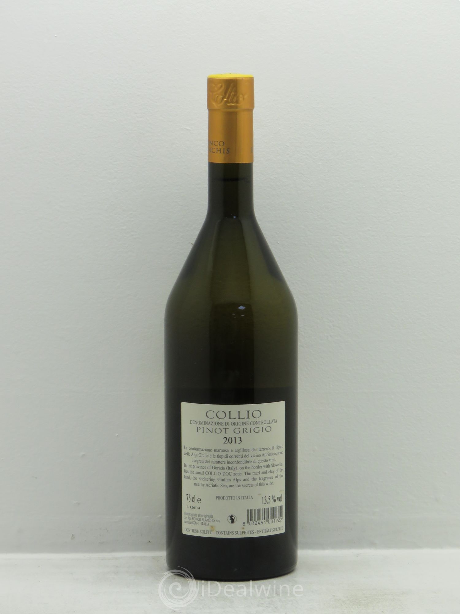 Italie Collio Azienda Agricola Ronco Blanchis Pinot Grigio 2013 - Posten von 1 Flasche - 1