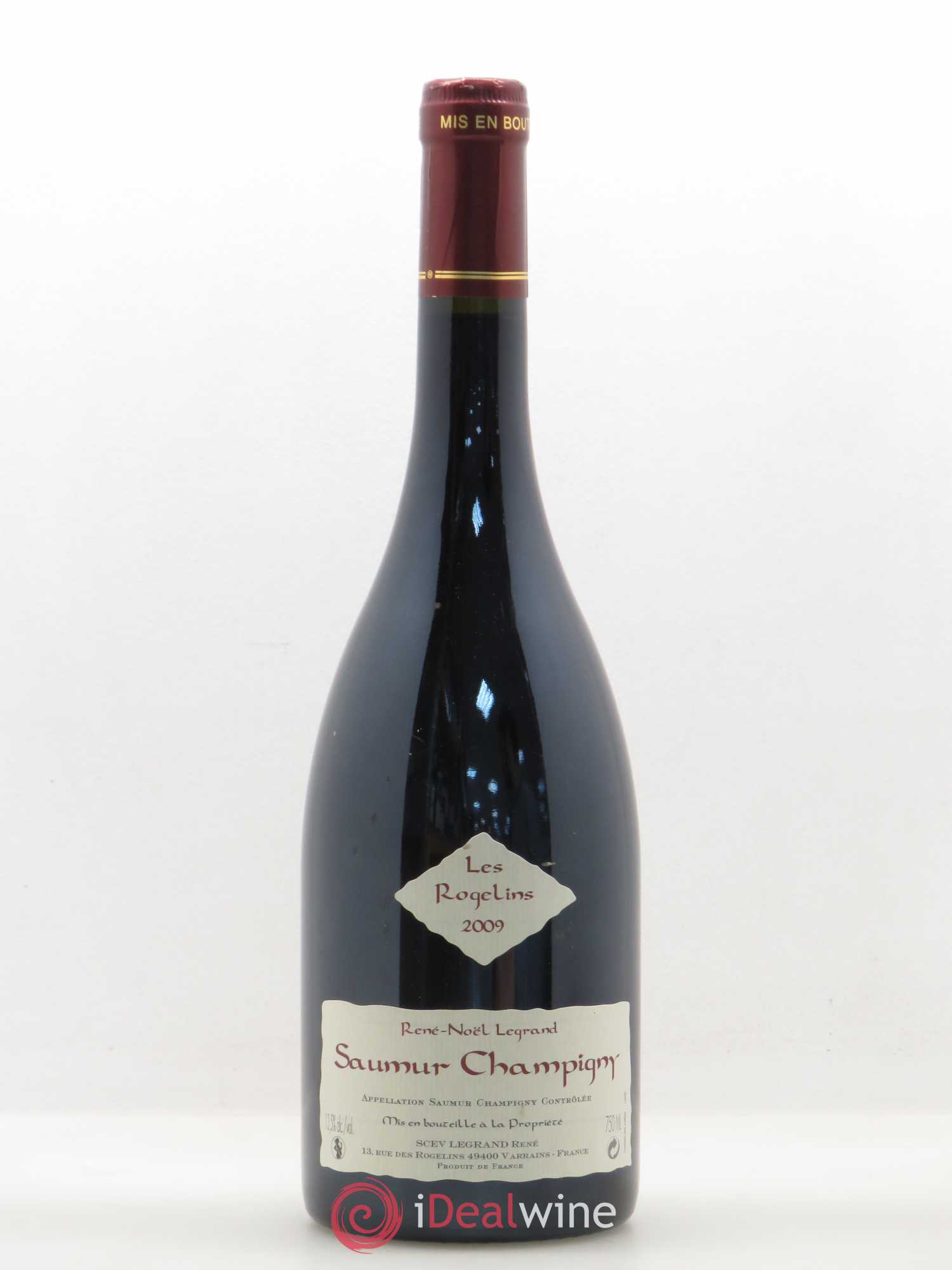 Saumur-Champigny Les Rogelins Clotilde Legrand (anciennement René-Noël Legrand) 2009 - Lot de 1 bouteille - 0