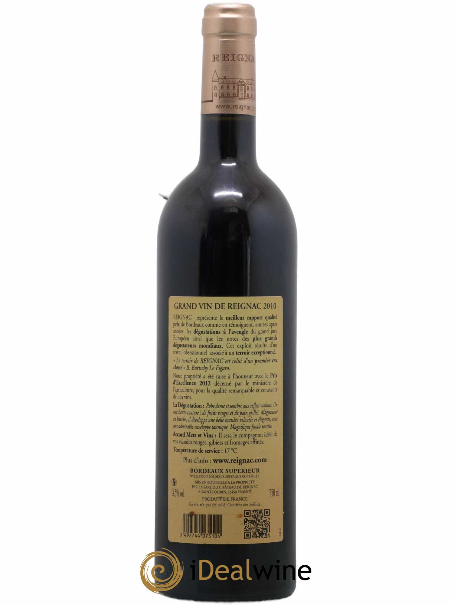 Grand vin de Reignac 2010 - Lot de 1 bouteille - 1