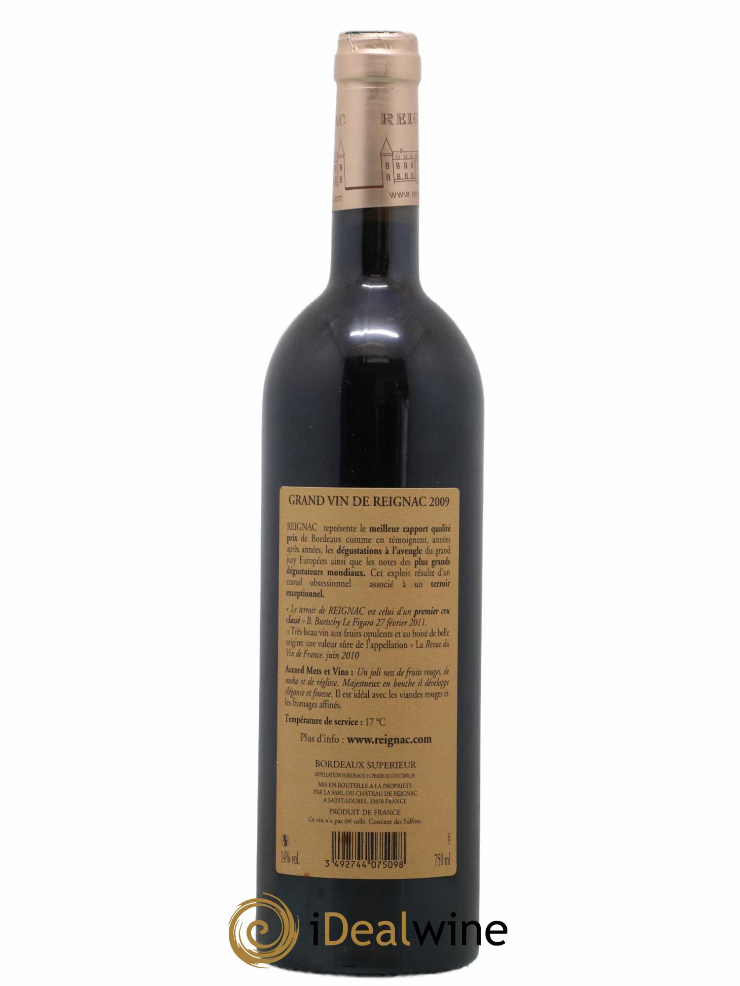 Grand vin de Reignac 2009 - Lot de 1 bouteille - 1