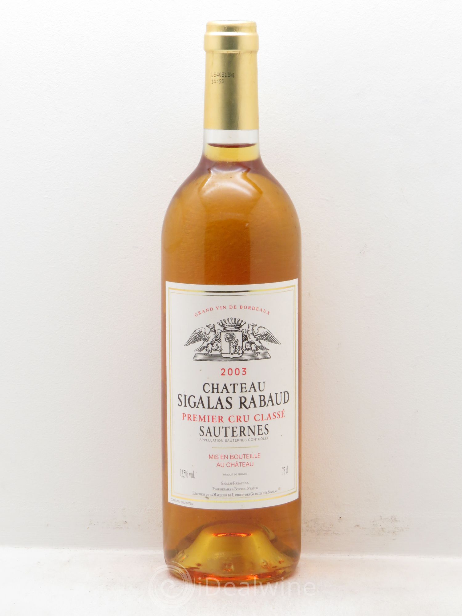 Château Sigalas Rabaud 1er Grand Cru Classé 2003 - Posten von 1 Flasche - 0