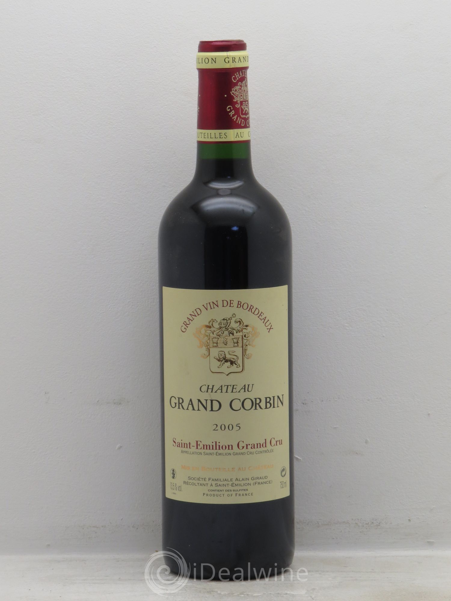 Château Grand Corbin Grand Cru Classé 2005 - Lot de 1 bouteille - 0