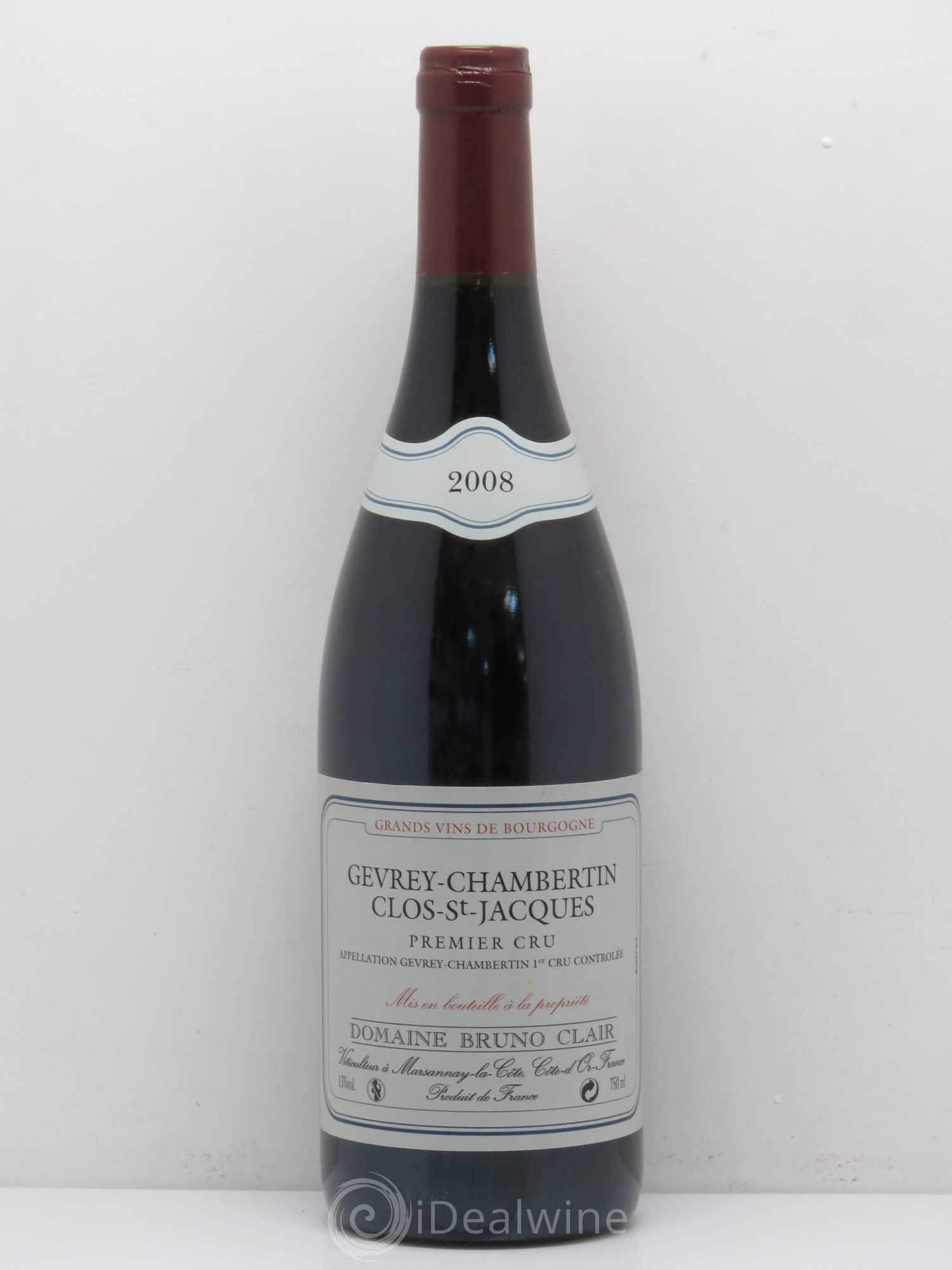 Gevrey-Chambertin 1er Cru Clos Saint-Jacques Bruno Clair (Domaine) 2008 - Lot de 1 bouteille - 0