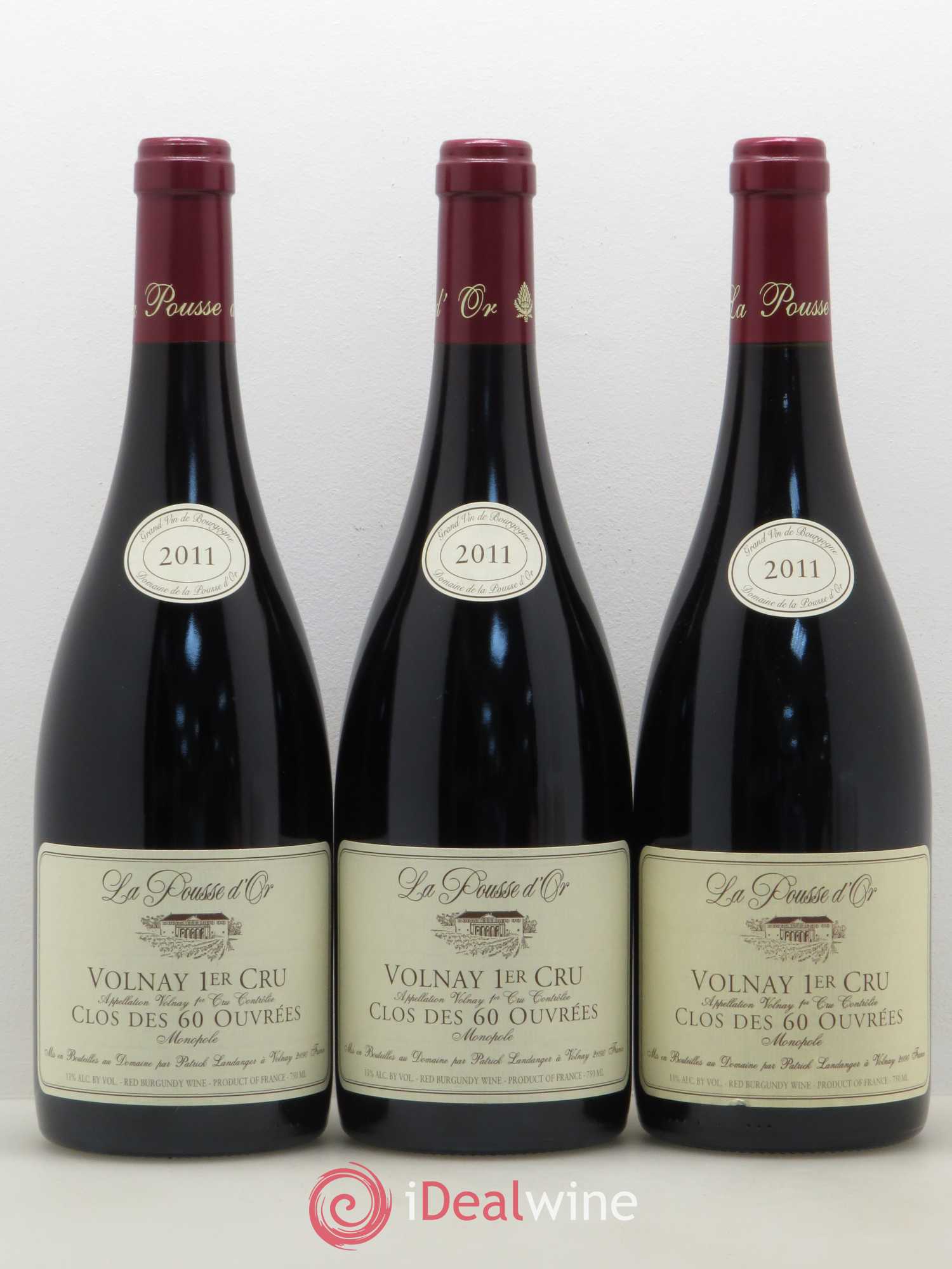 Volnay 1er Cru Clos des 60 ouvrées La Pousse d'Or (Domaine de) 2011 - Lot de 3 bouteilles - 0