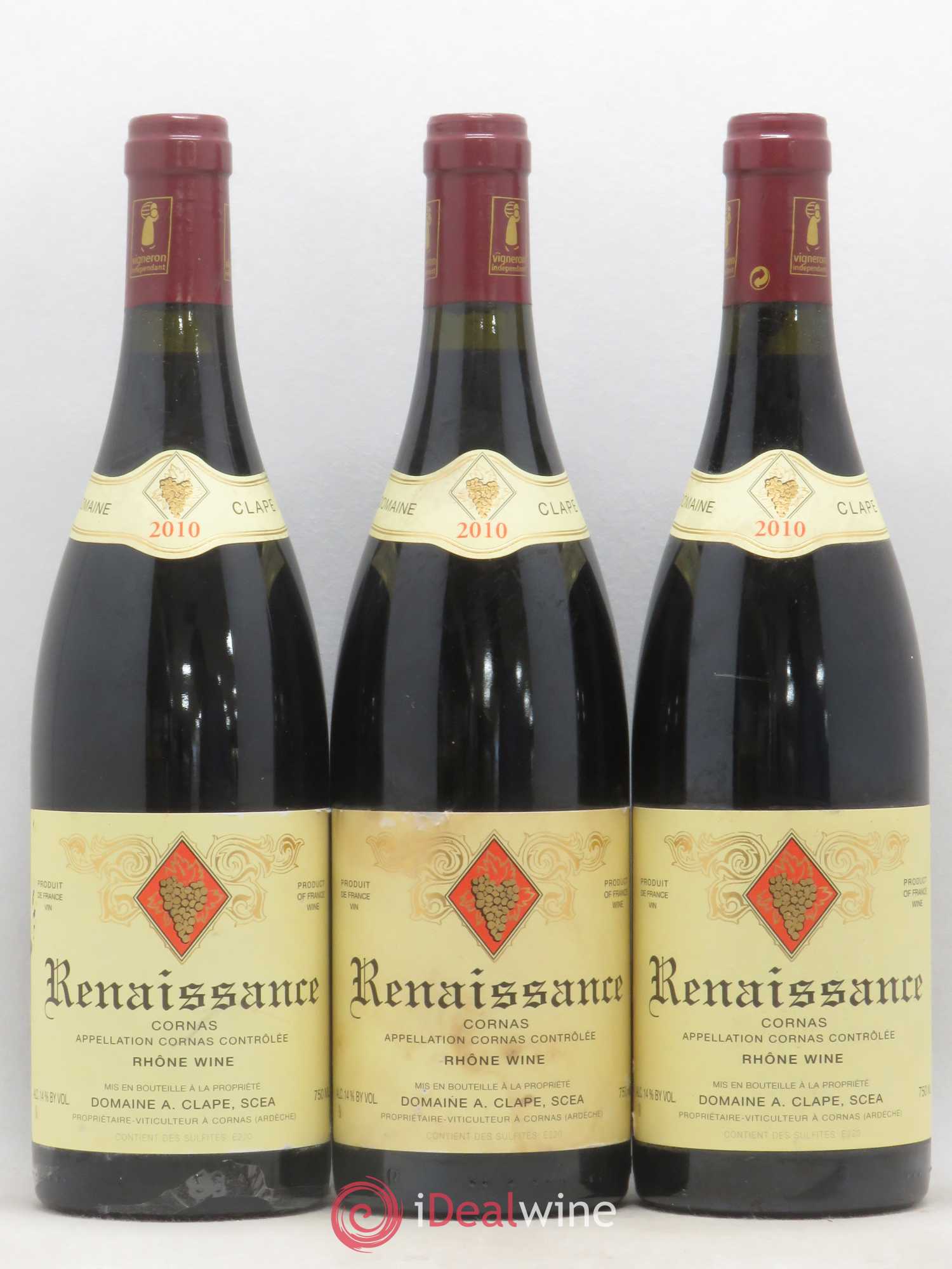 Cornas Renaissance Auguste Clape 2010 - Lot de 3 bouteilles - 0