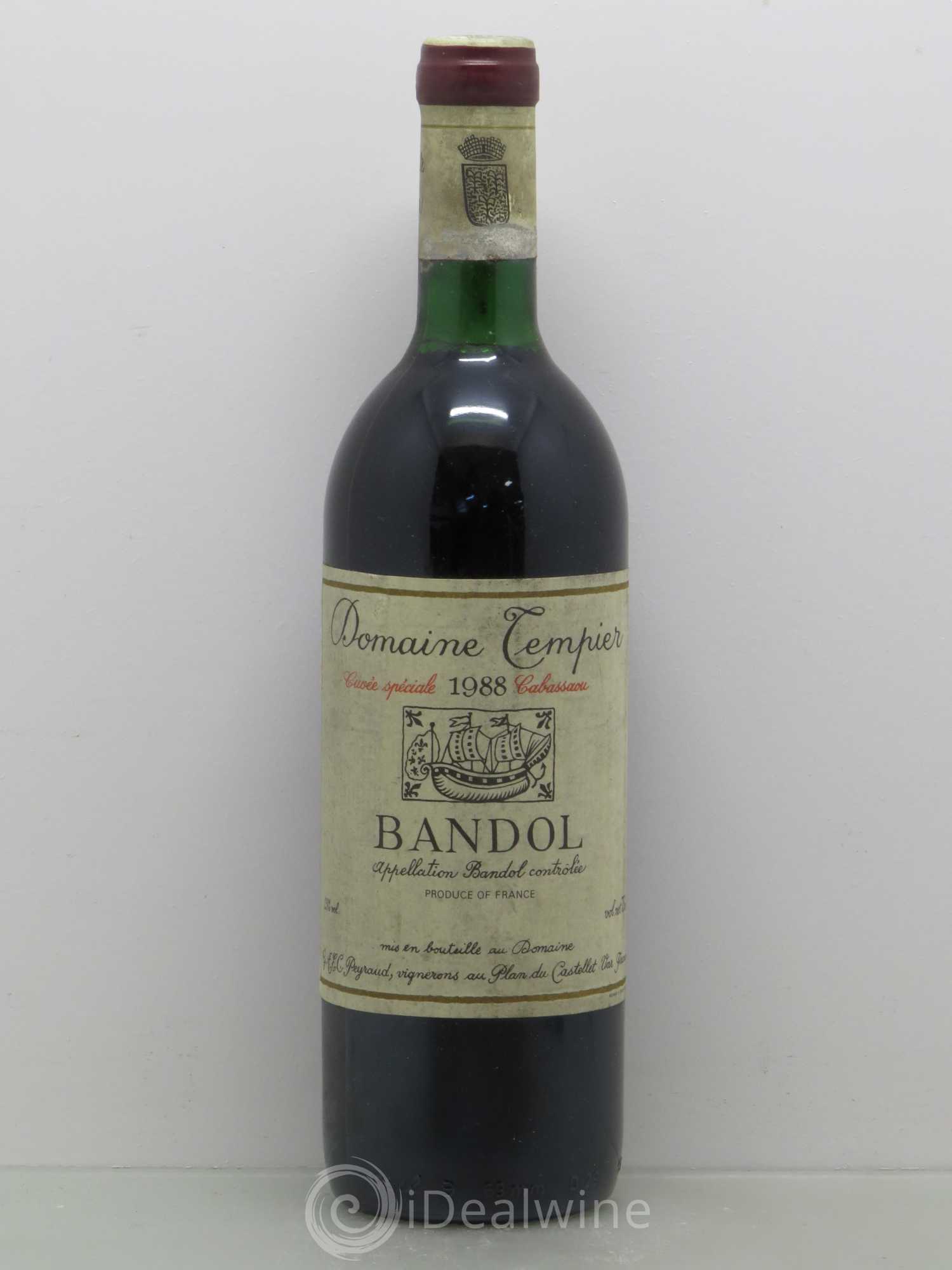 Bandol Domaine Tempier Cuvée Cabassaou Famille Peyraud 1988 - Lot de 1 bouteille - 0