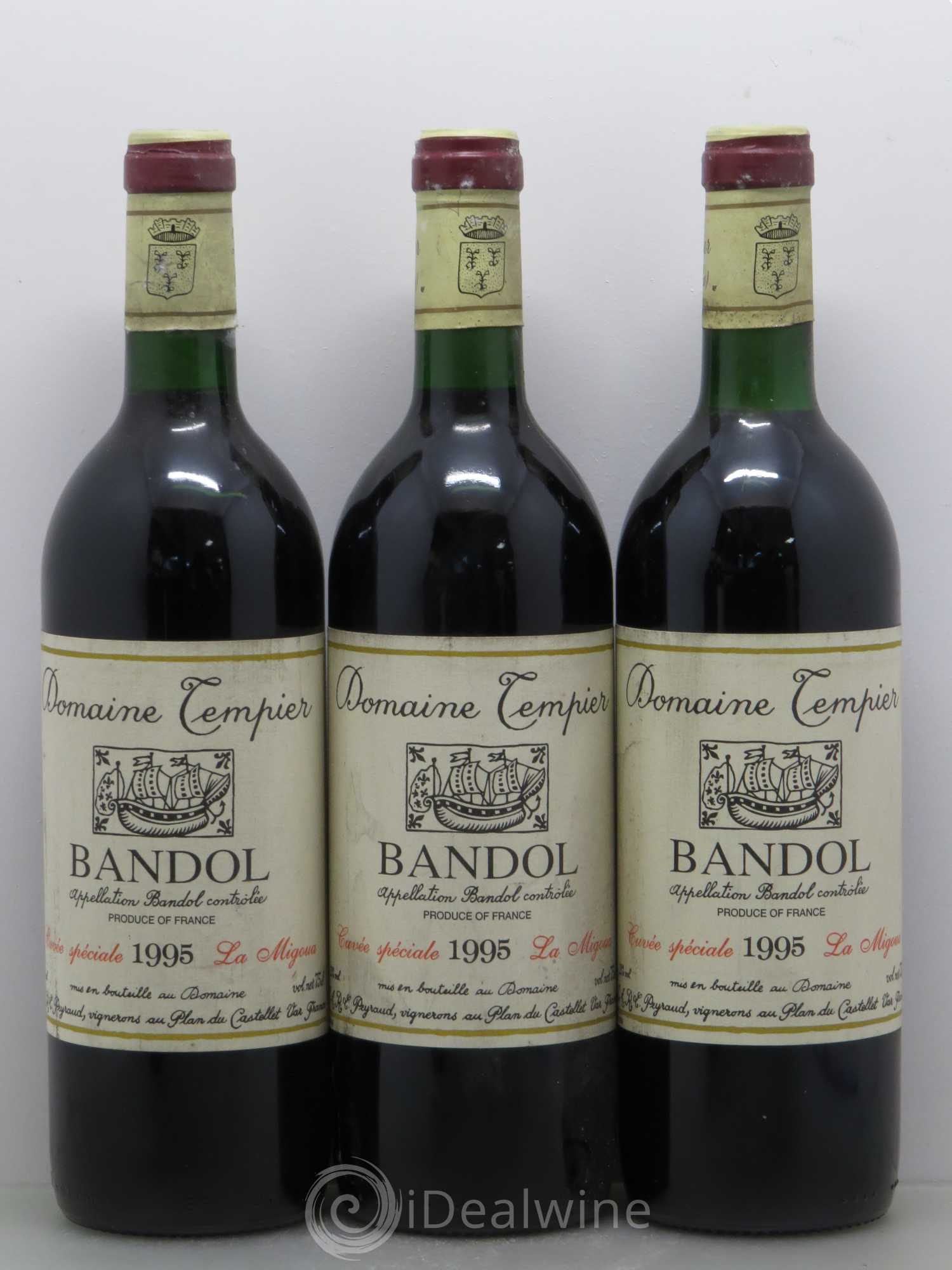 Bandol Domaine Tempier Cuvée La Migoua Famille Peyraud 1995 - Lot de 3 bouteilles - 0