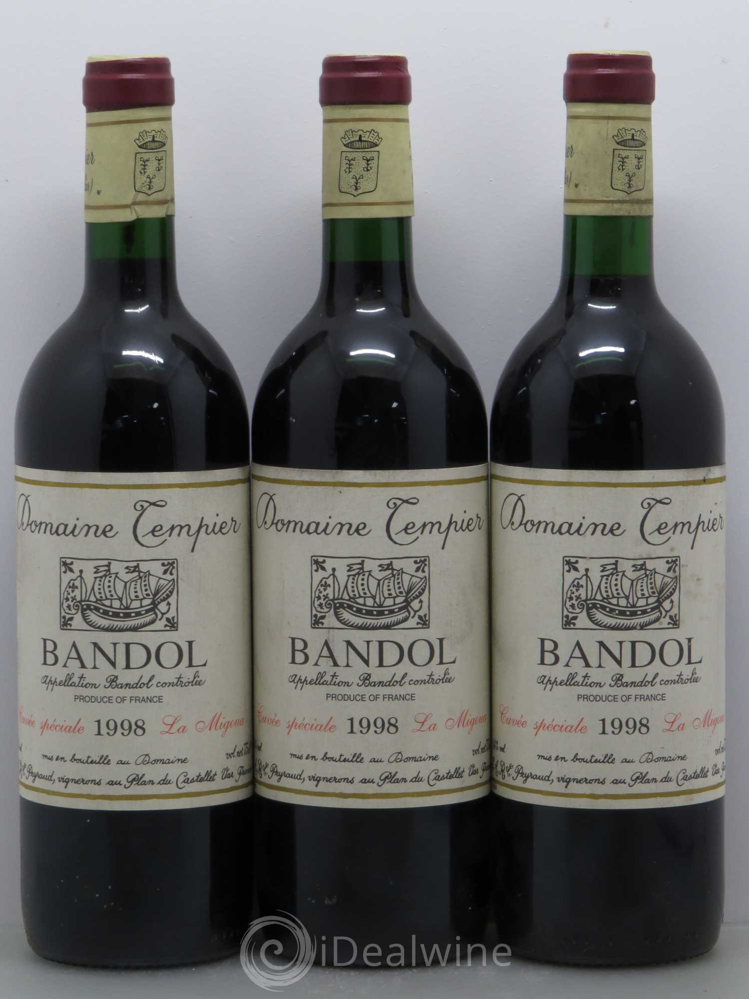 Bandol Domaine Tempier Cuvée La Migoua Famille Peyraud 1998 - Lot de 3 bouteilles - 0