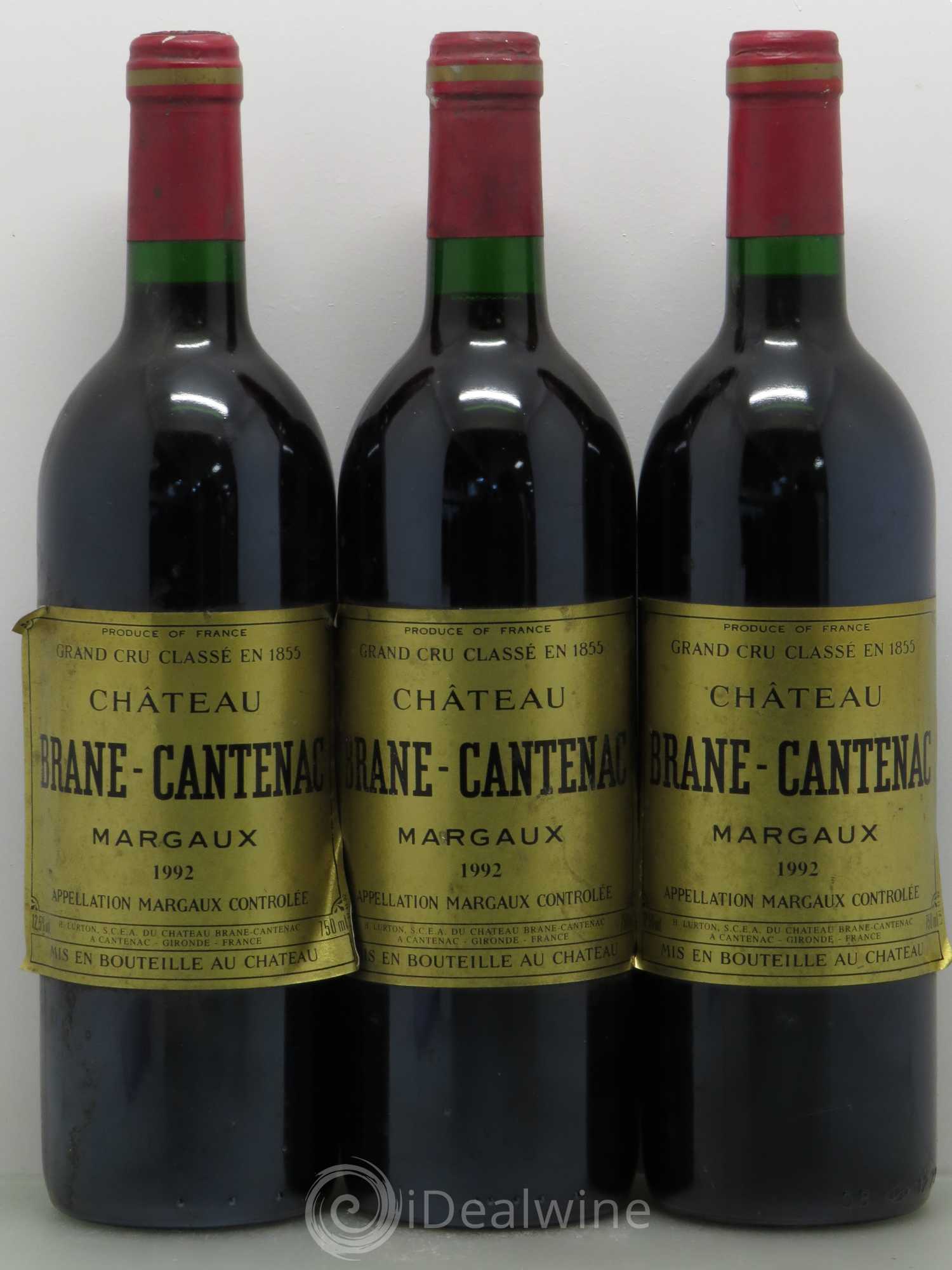 Château Brane Cantenac 2ème Grand Cru Classé 1992 - Lot de 3 bouteilles - 0