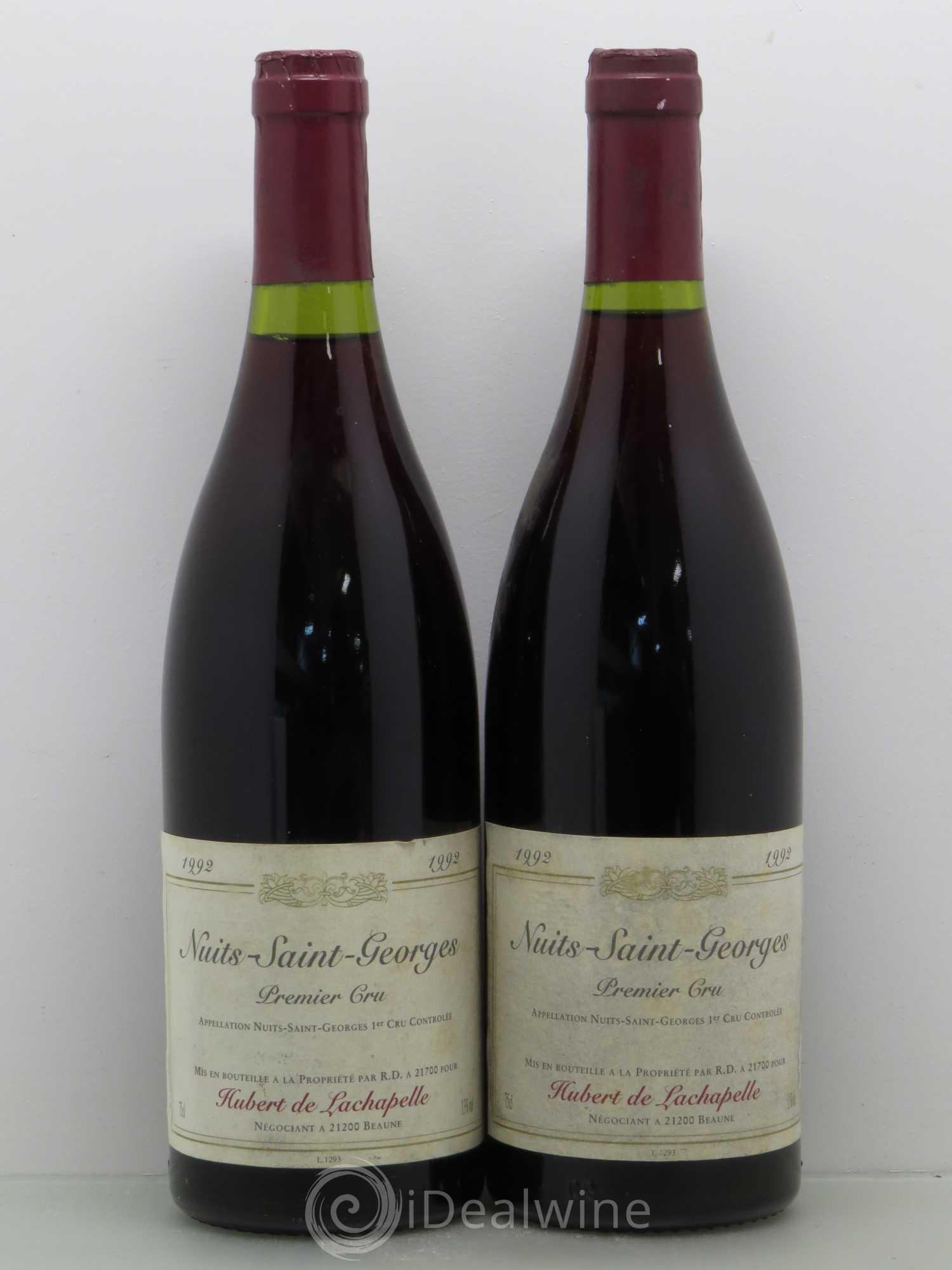 Nuits-Saint-Georges 1er Cru Hubert de Lachapelle (sans prix de réserve) 1992 - Posten von 2 Flaschen - 0