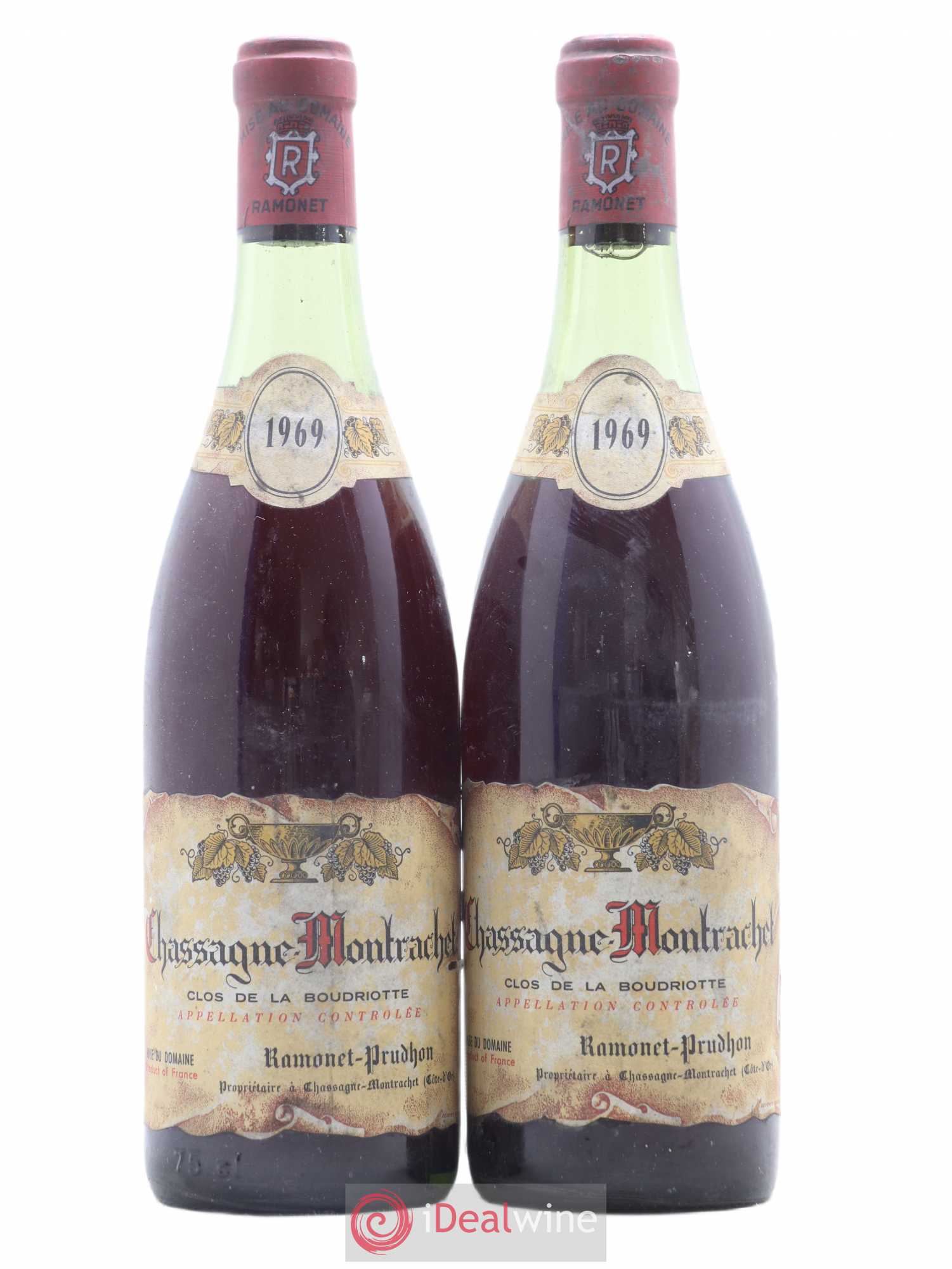 Chassagne-Montrachet 1er Cru Clos de La Boudriotte Ramonet Prudhon 1969 - Lot de 2 bouteilles - 0