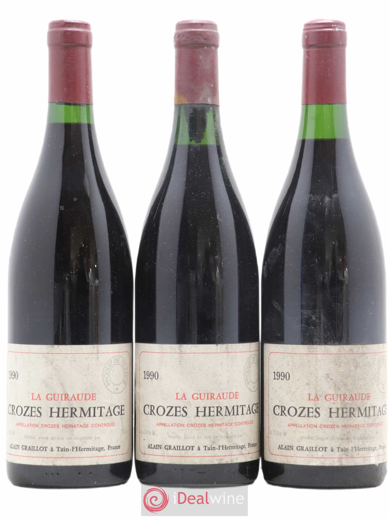 Crozes-Hermitage La Guiraude Domaine Graillot 1990 - Lot de 3 bouteilles - 0