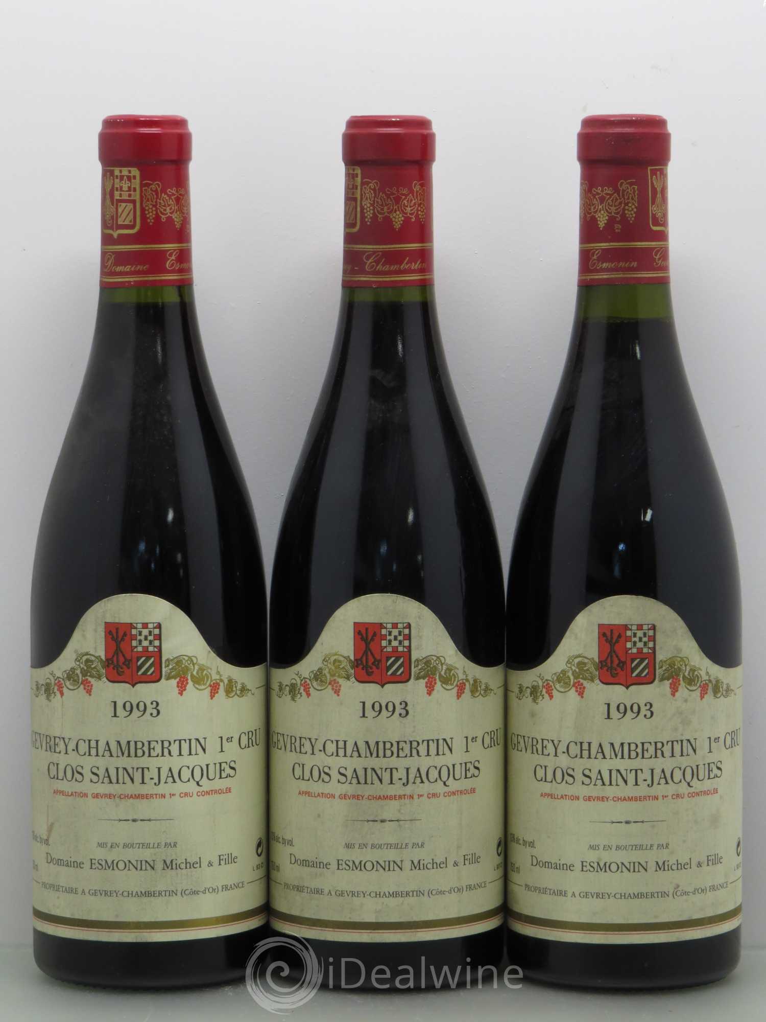 Gevrey-Chambertin 1er Cru Clos Saint Jacques Domaine Michel Esmonin & Fille 1993 - Posten von 3 Flaschen - 0