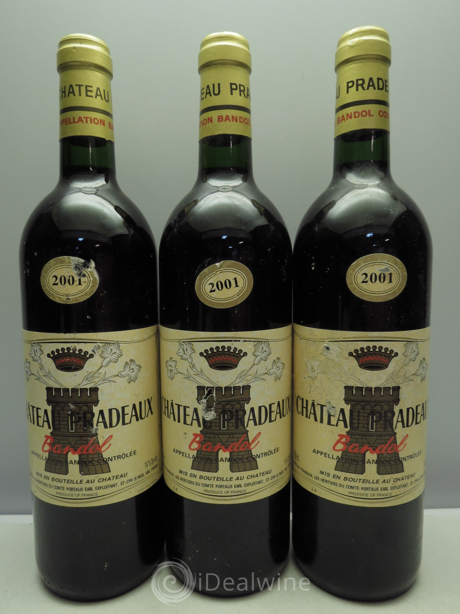 Bandol Château Pradeaux Famille Portalis 2001 - Lot de 3 bouteilles - 0