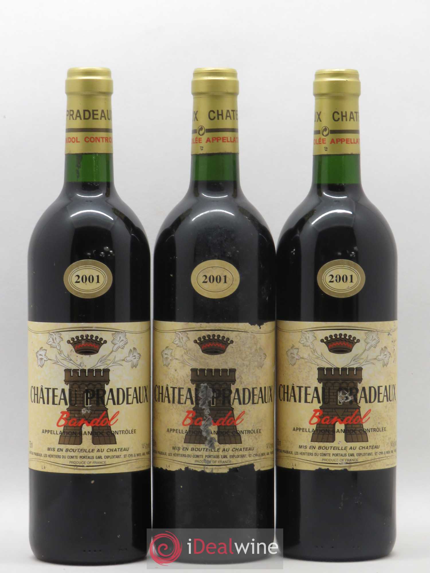 Bandol Château Pradeaux Famille Portalis 2001 - Lot de 3 bouteilles - 0