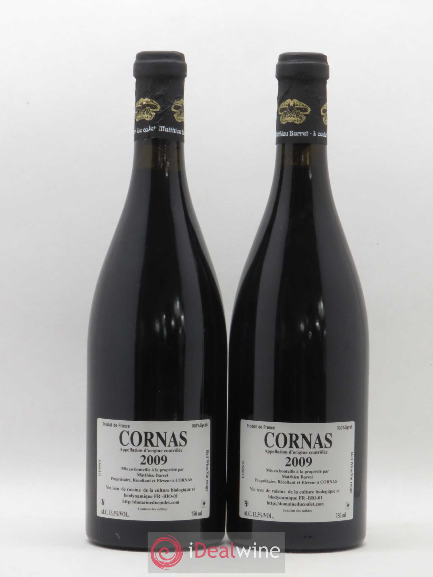 Cornas Billes Noires Coulet (Domaine du) - Matthieu Barret 2009 - Lot de 2 bouteilles - 1