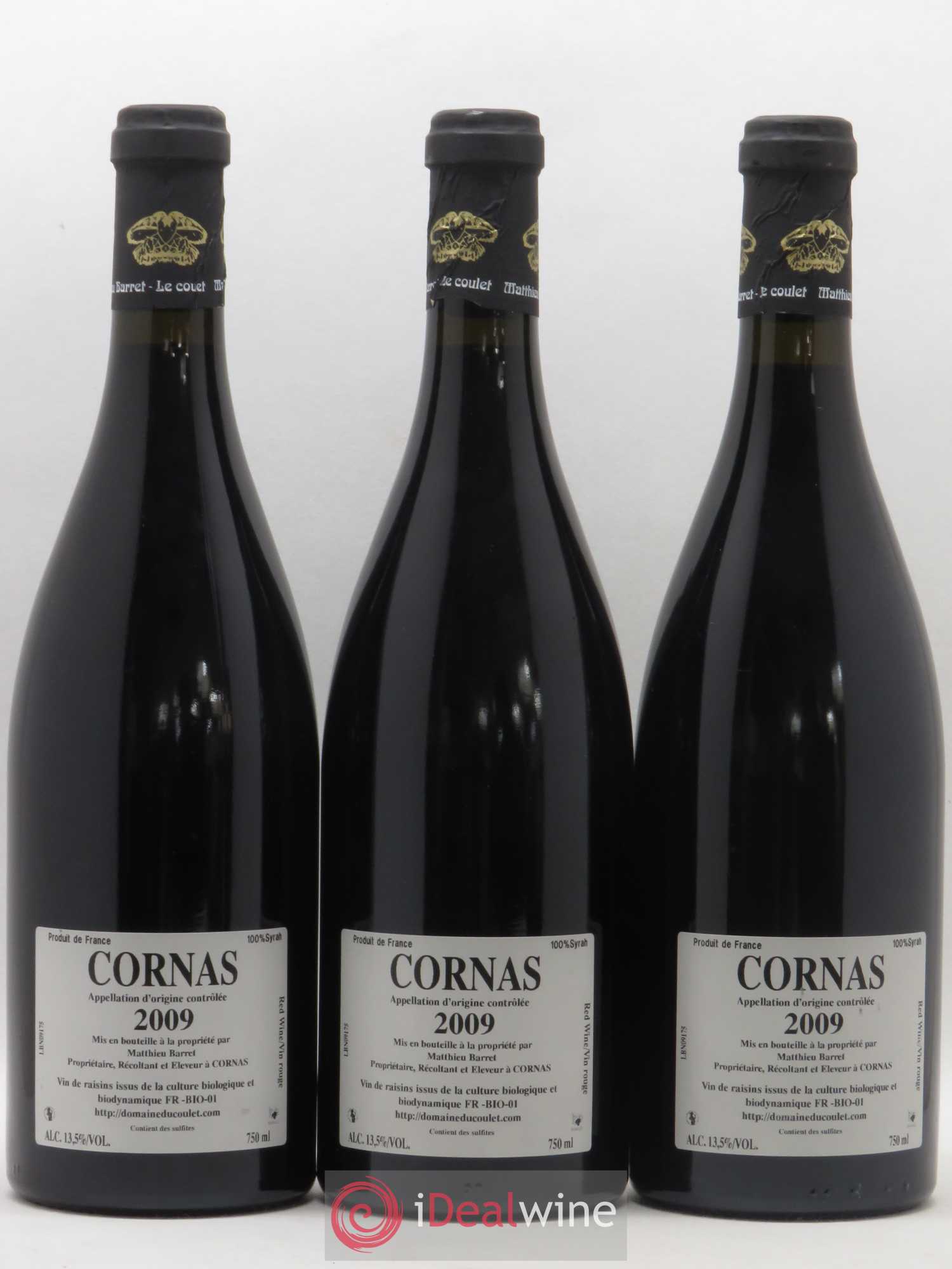 Cornas Les Terrasses du Serre Domaine du Coulet - Matthieu Barret 2009 - Lot de 3 bouteilles - 1