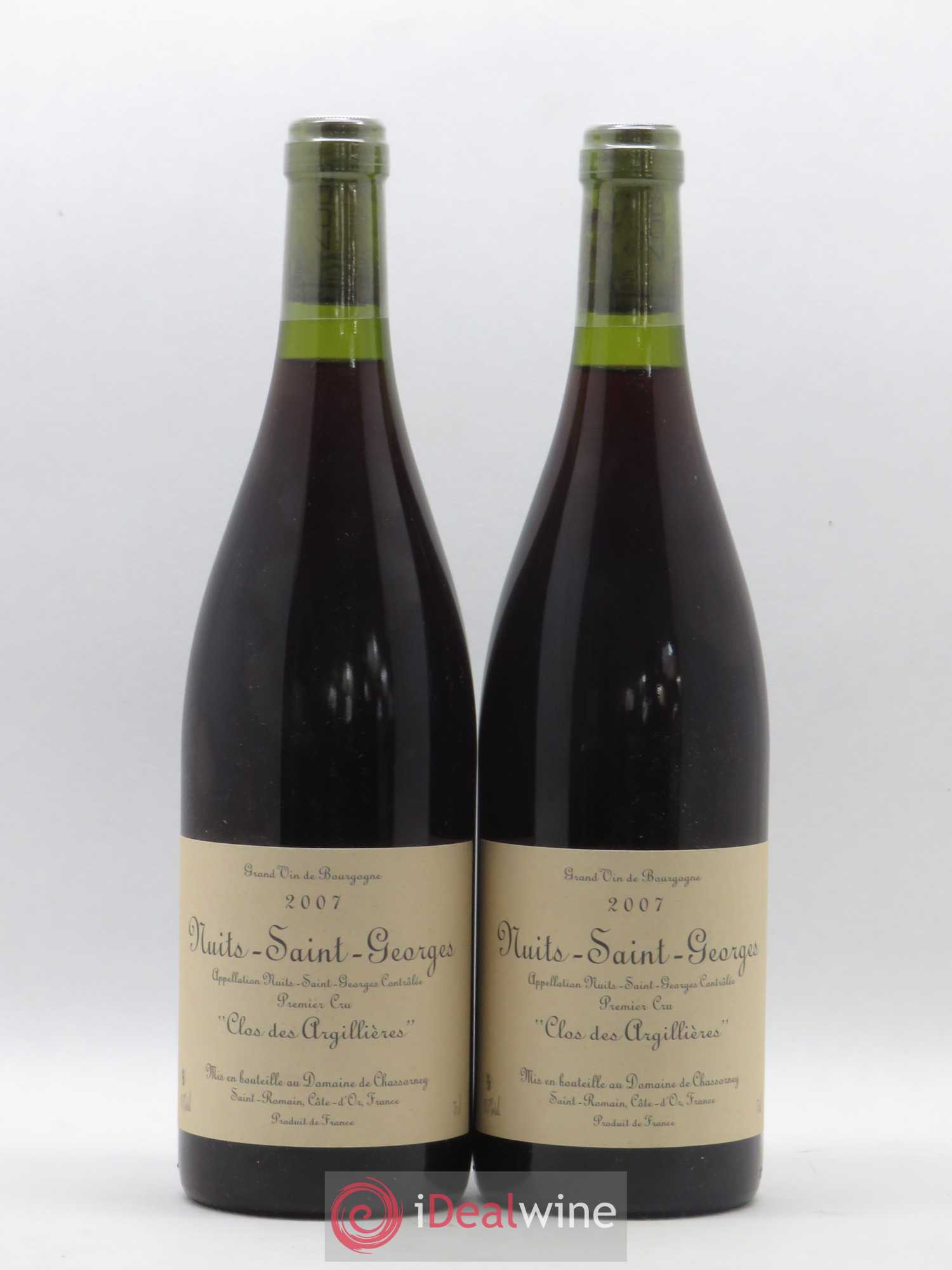 Nuits-Saint-Georges 1er Cru Clos des Argillières Domaine de Chassorney - Frédéric Cossard 2007 - Lot de 2 bouteilles - 0
