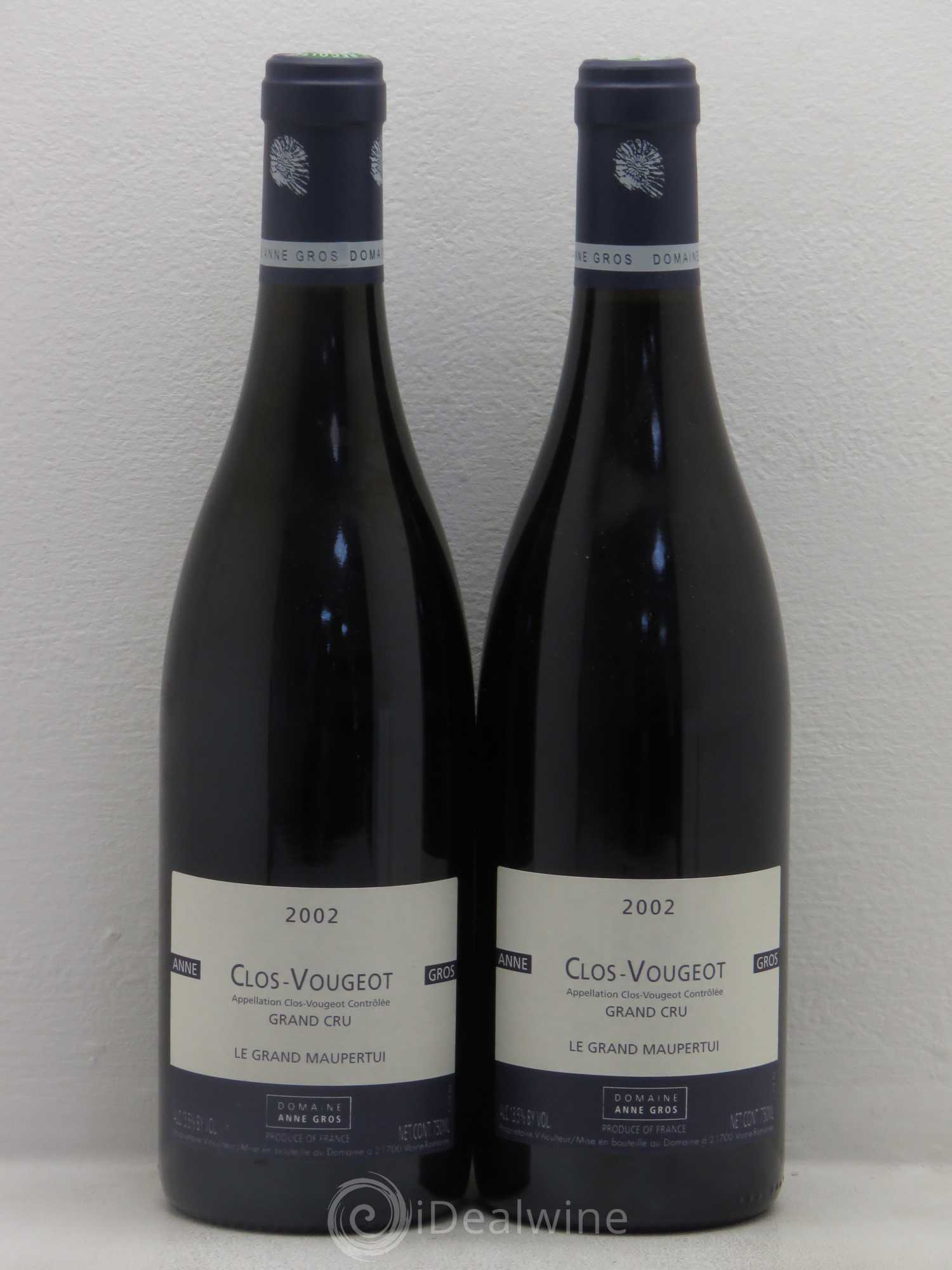Clos de Vougeot Grand Cru Le Grand Maupertui Anne Gros 2002 - Lot de 2 bouteilles - 0