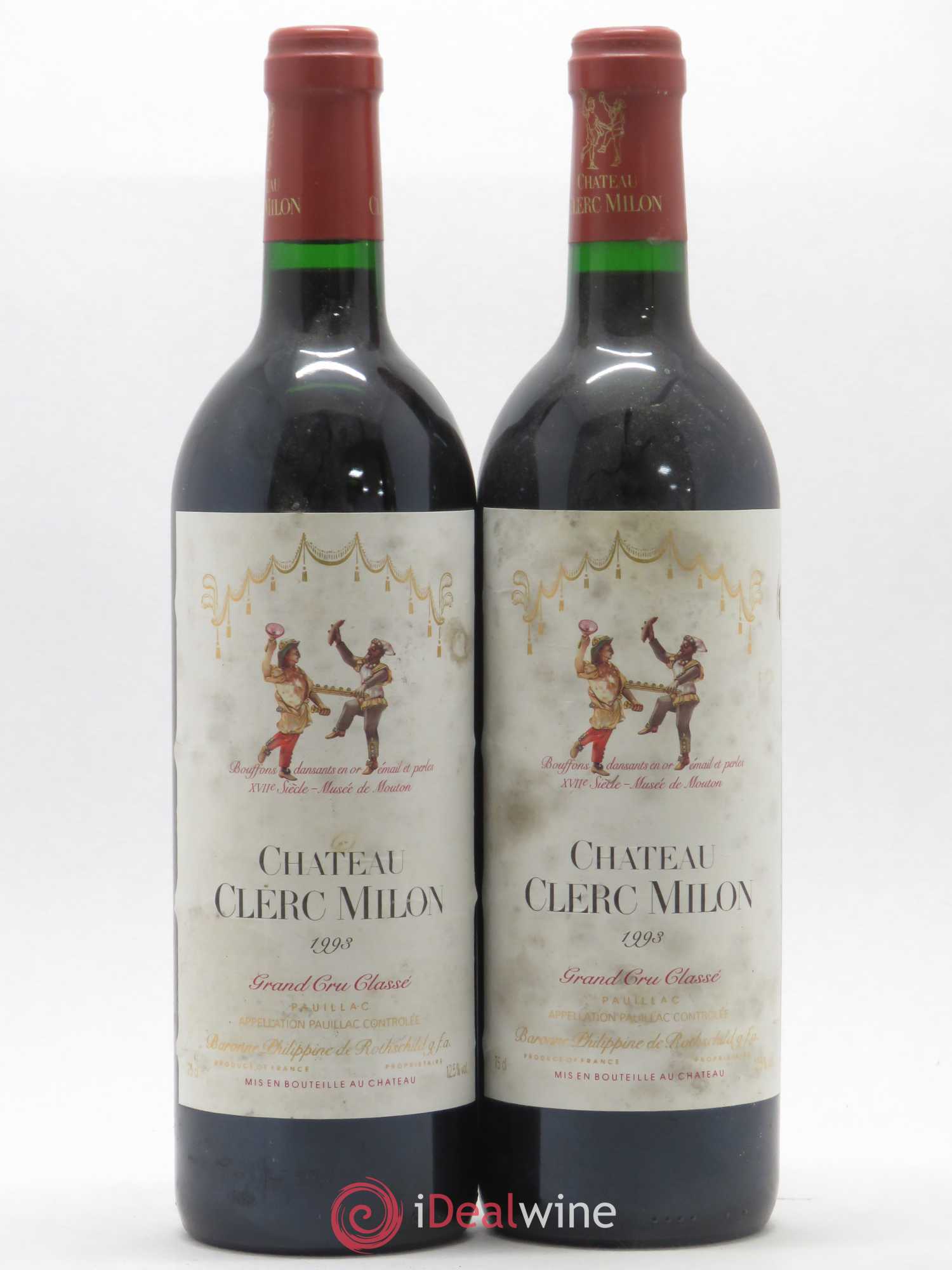 Château Clerc Milon 5ème Grand Cru Classé 1993 - Lot de 2 bouteilles - 0