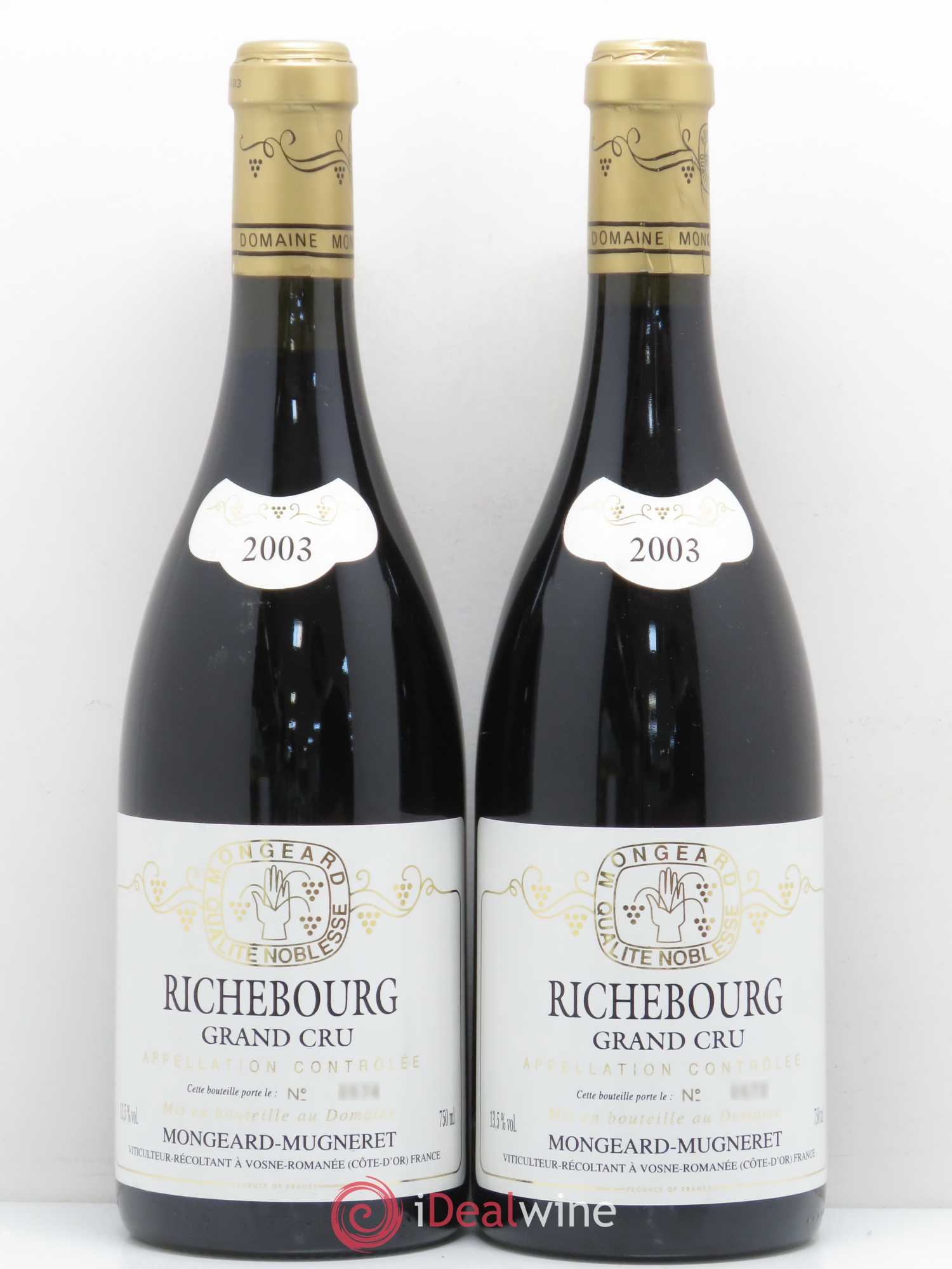 Richebourg Grand Cru Mongeard-Mugneret (Domaine) 2003 - Lot de 2 bouteilles - 0