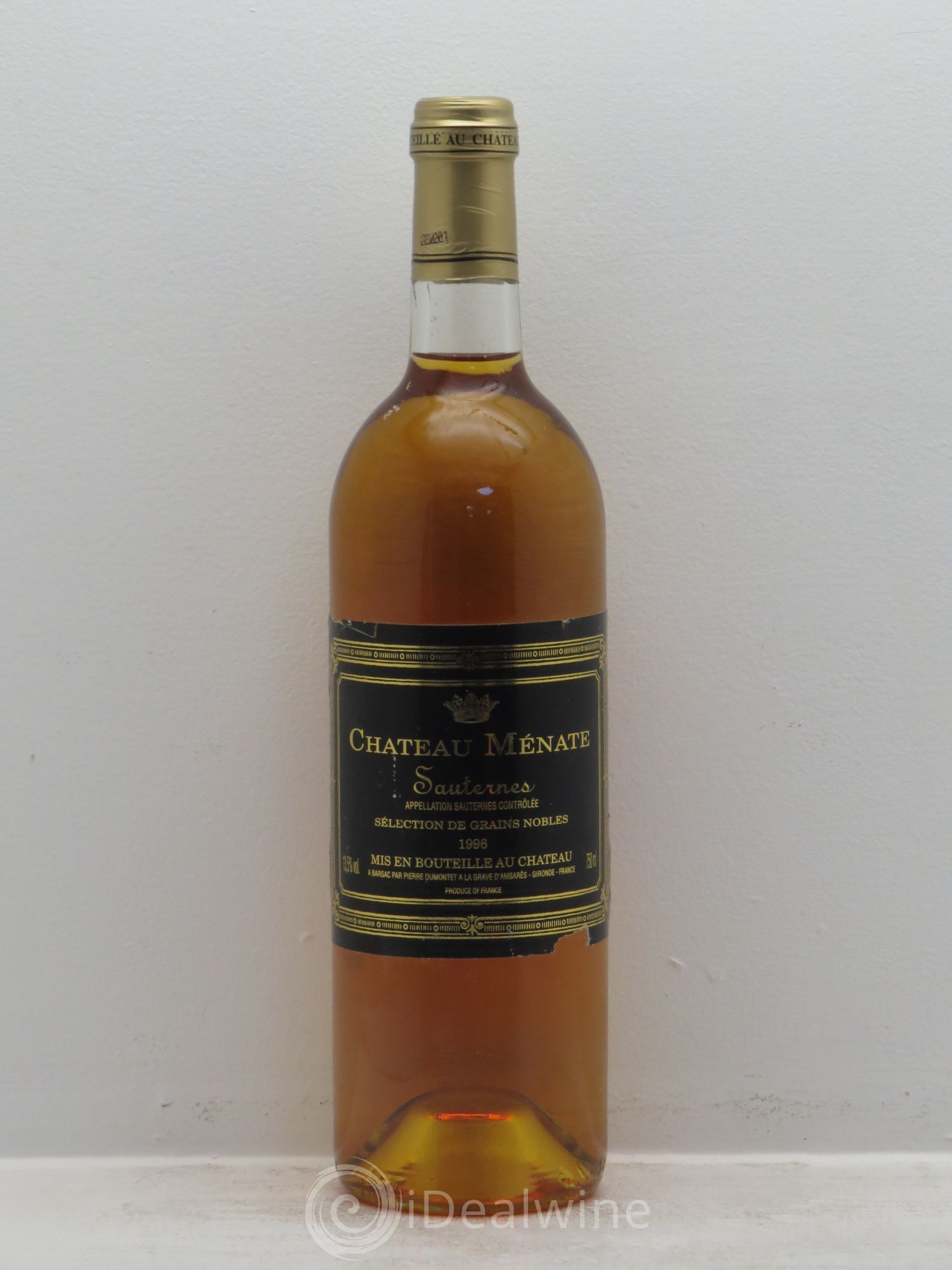 Sauternes Château Ménate Sélection de Grains Nobles 1996 - Lot de 1 bouteille - 0