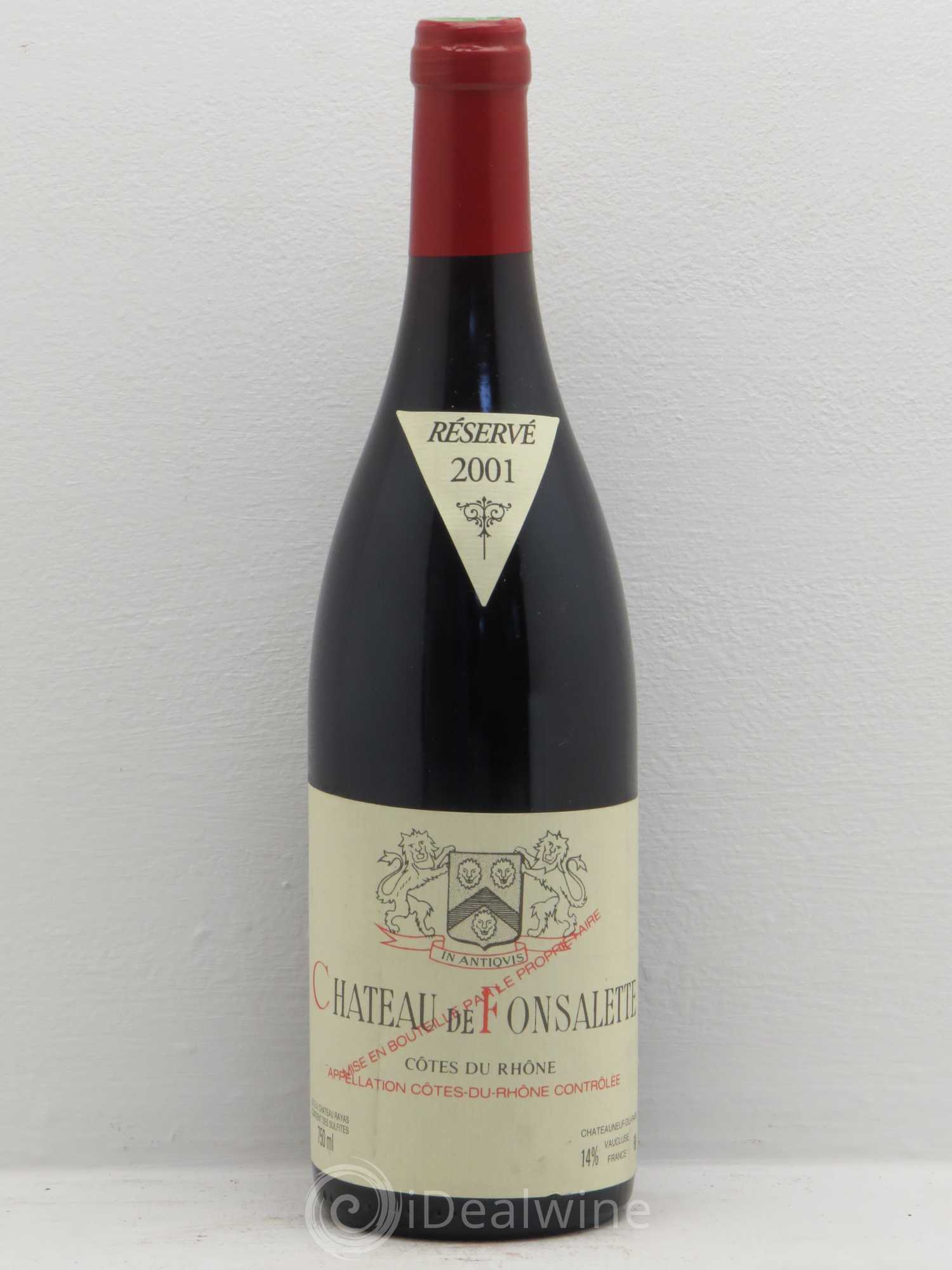 Côtes-du-Rhône Château de Fonsalette Emmanuel Reynaud réserve 2001 - Lot de 1 bouteille - 0
