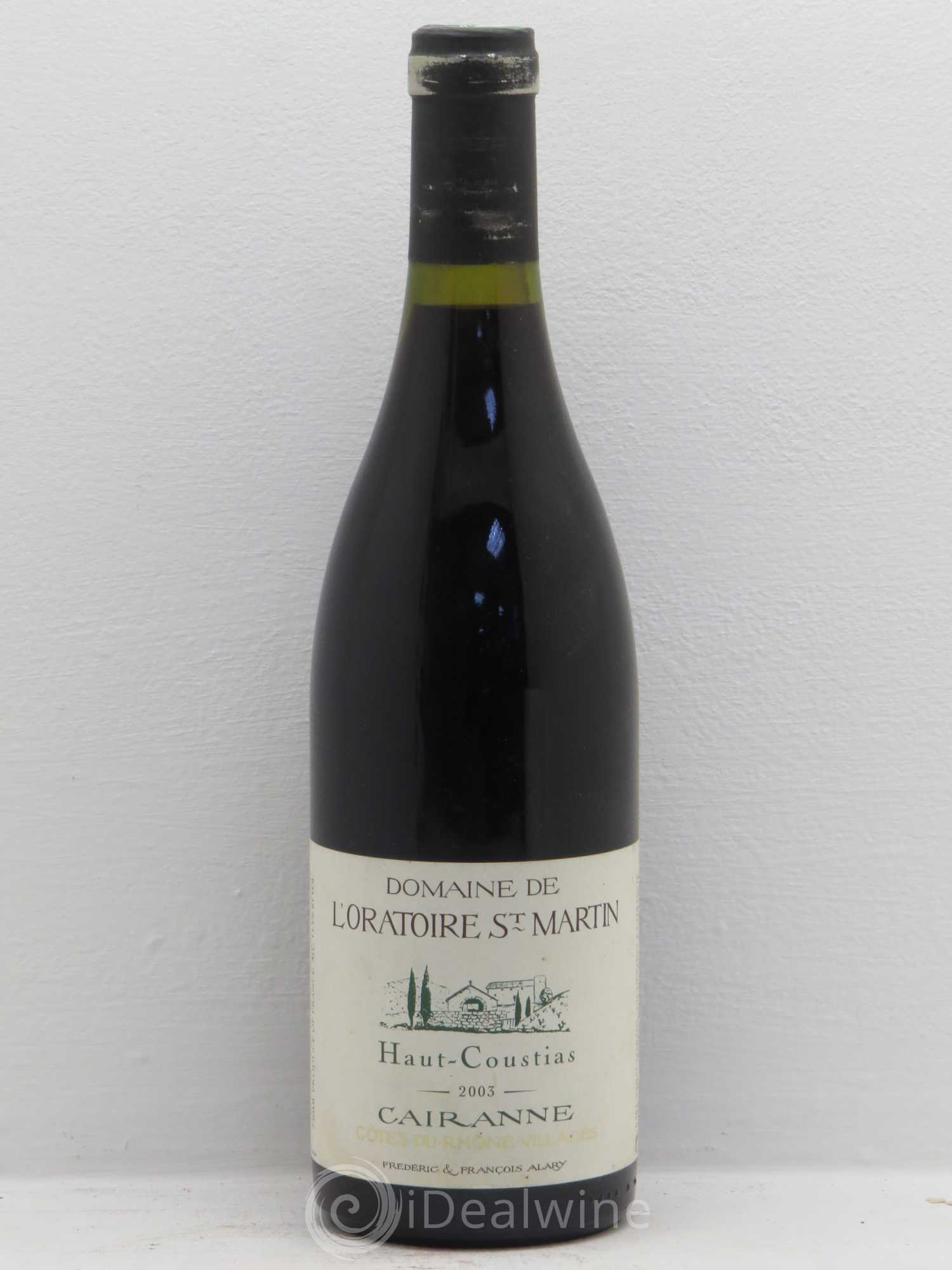 Cairanne Haut-Coustias Oratoire Saint-Martin - Frédéric et François Alary 2003 - Lot de 1 bouteille - 0