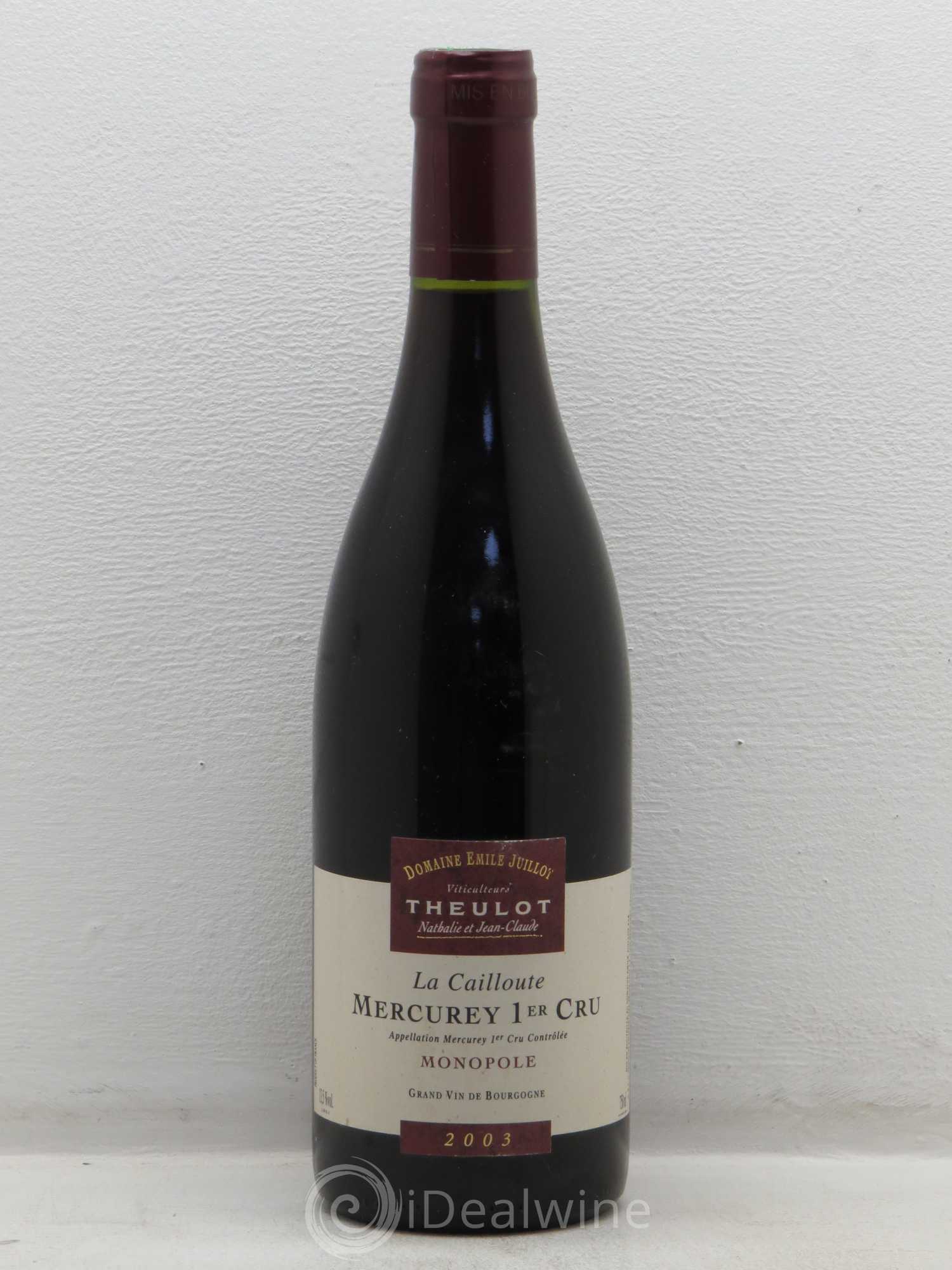Mercurey 1er Cru Juillot Theulot La Cailloute 2003 - Posten von 1 Flasche - 0