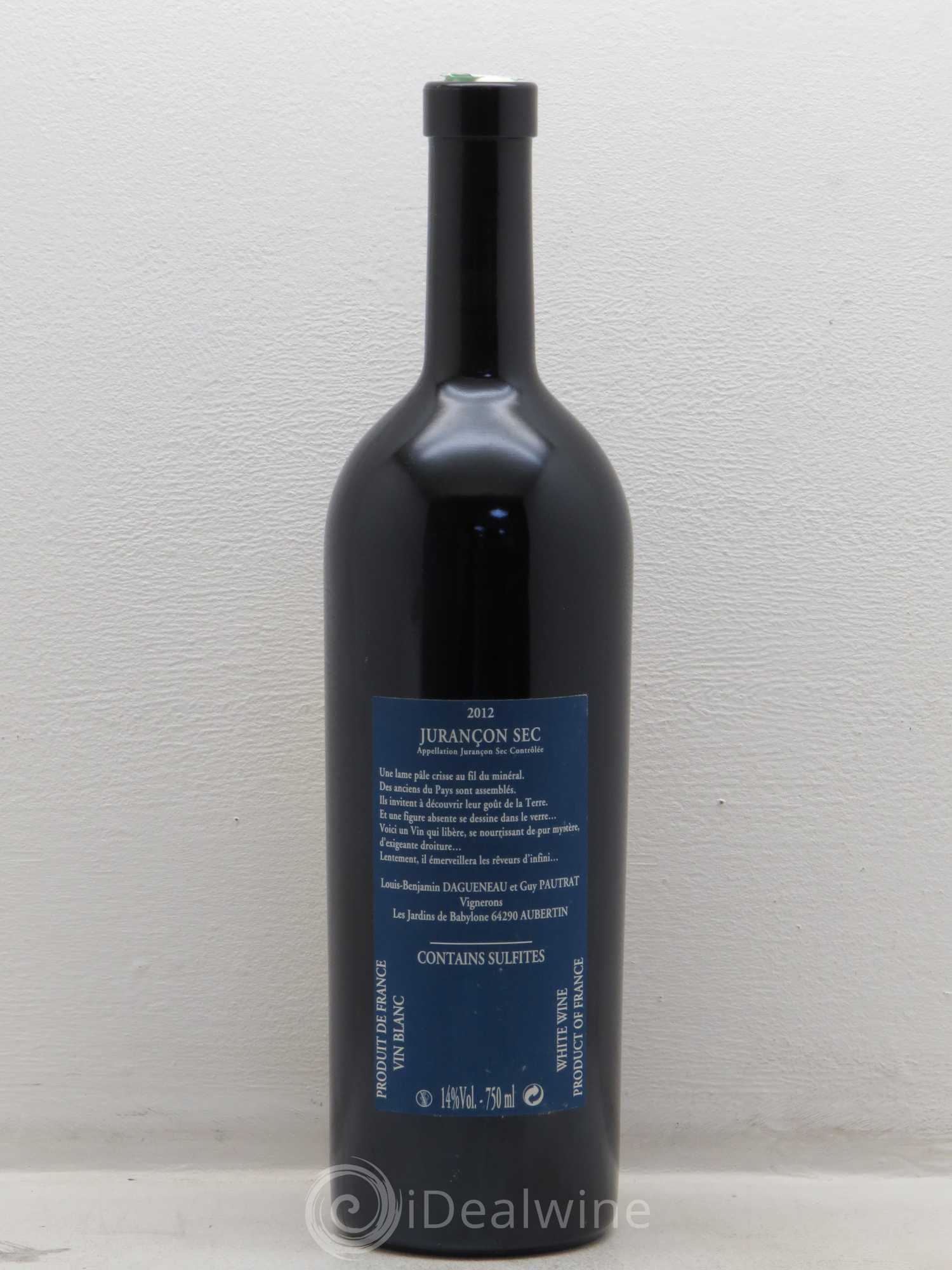Vin de France(anciennement Jurançon) Les Jardins de Babylone Sec Didier Dagueneau 2012 - Lot de 1 bouteille - 1