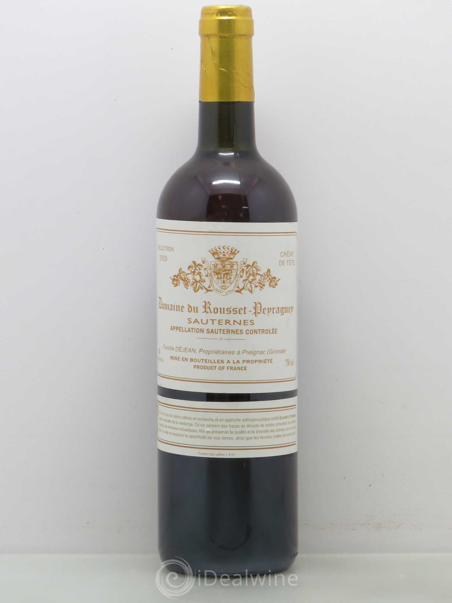 Sauternes Rousset Peyraguey Crème de tête 2003 - Posten von 1 Flasche - 0