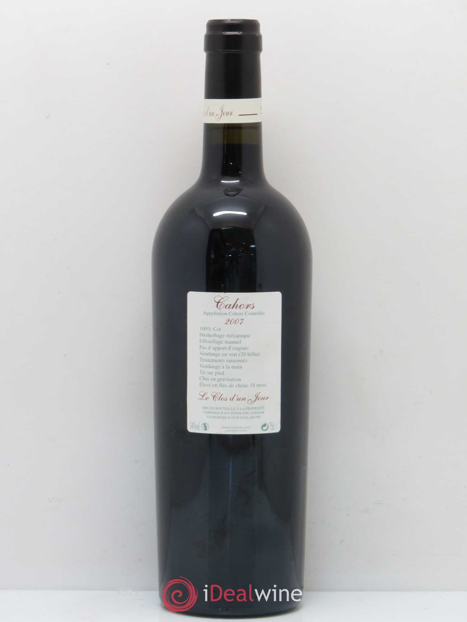 Cahors Amphore Le Clos d'Un Jour Véronique et Stéphane Azema 2007 - Posten von 1 Flasche - 1