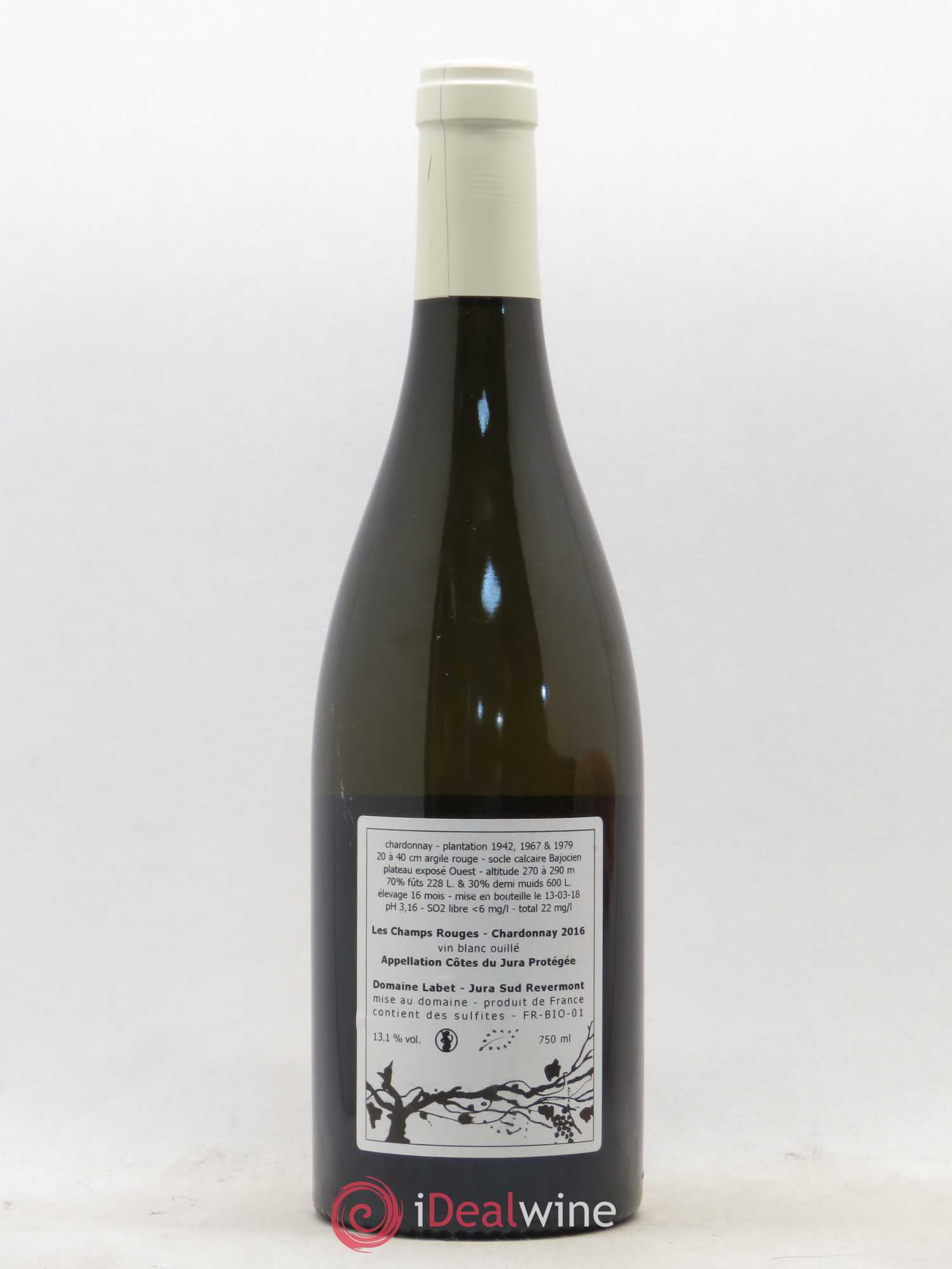 Côtes du Jura Chardonnay Les Champs Rouges Romain - Julien - Charline Labet 2016 - Lot de 1 bouteille - 1