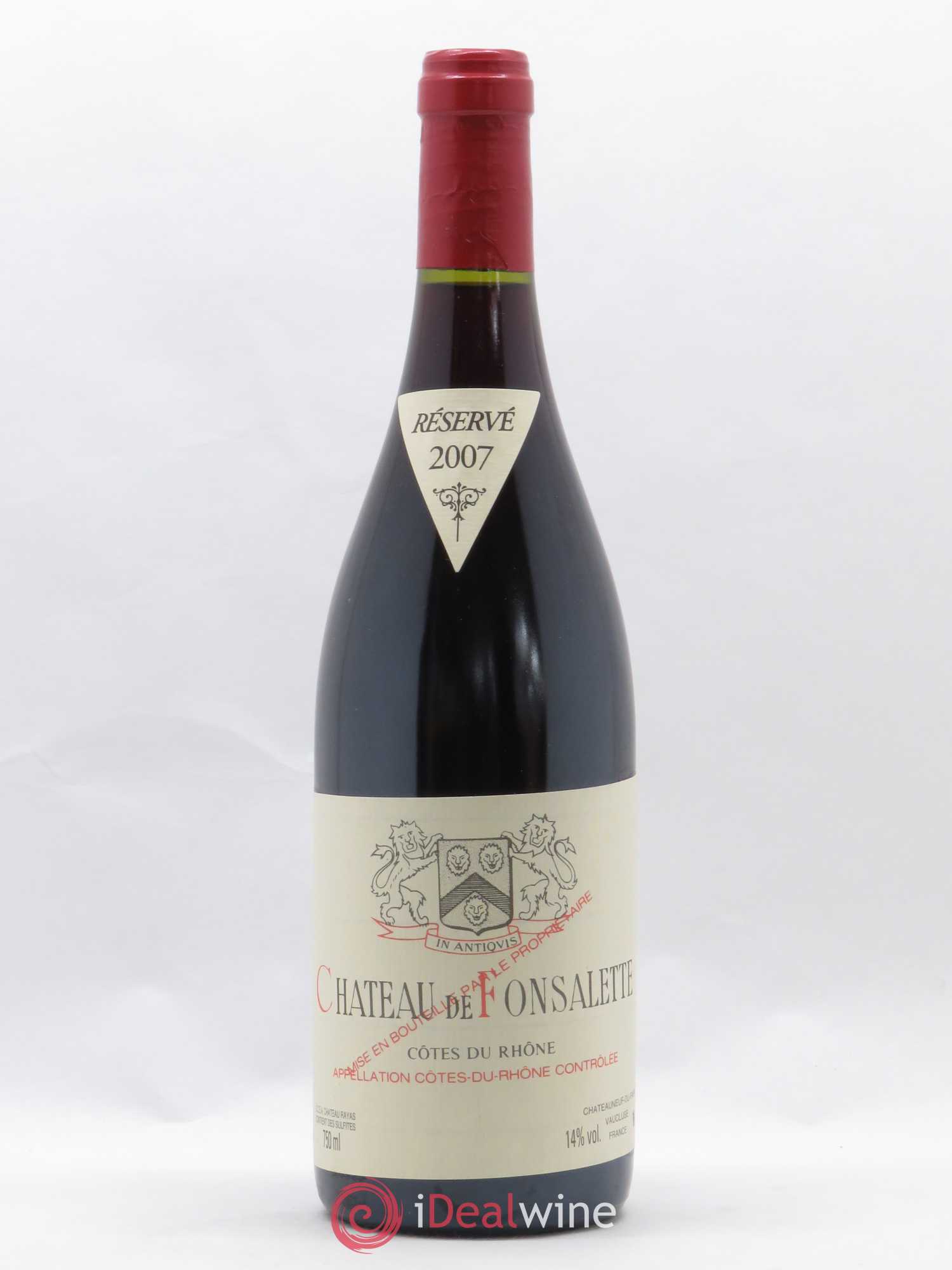 Côtes-du-Rhône Château de Fonsalette Emmanuel Reynaud 2007 - Lot de 1 bouteille - 0