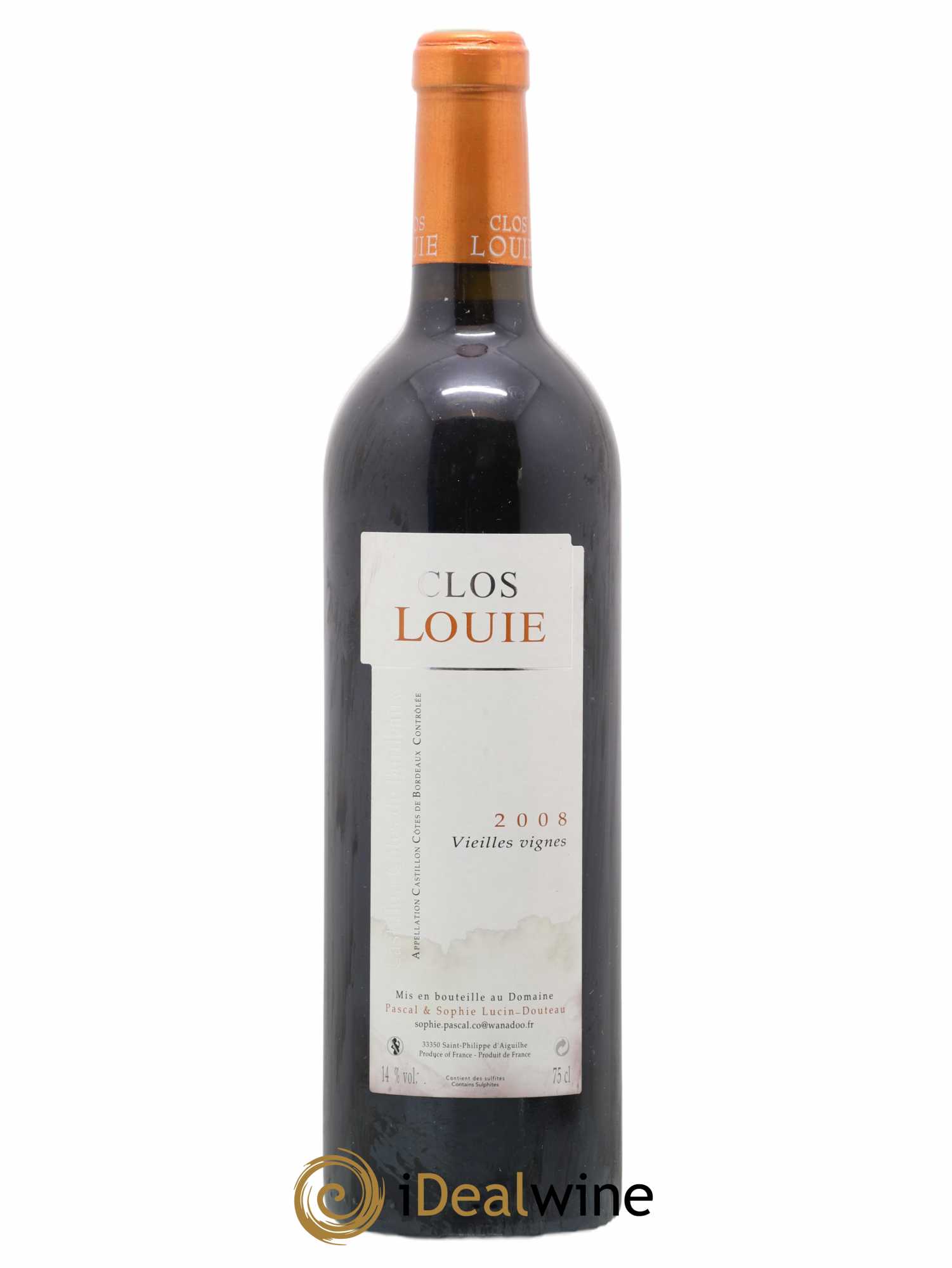 Castillon-Côtes-de-Bordeaux (Côtes-de-Castillon) Vieilles Vignes Clos Louïe 2008 - Posten von 1 Flasche - 0