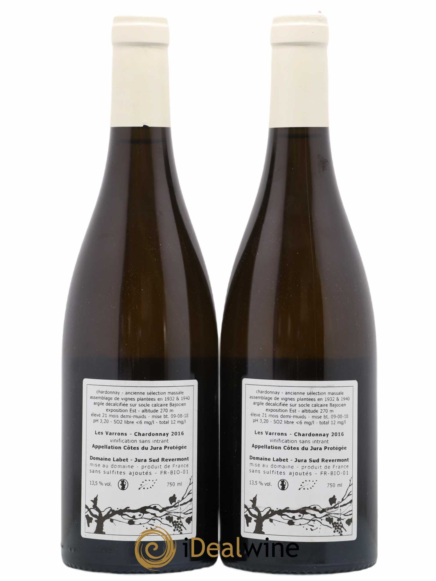 Côtes du Jura Chardonnay Les Varrons Romain - Julien  - Charline Labet 2016 - Lot de 2 bouteilles - 1