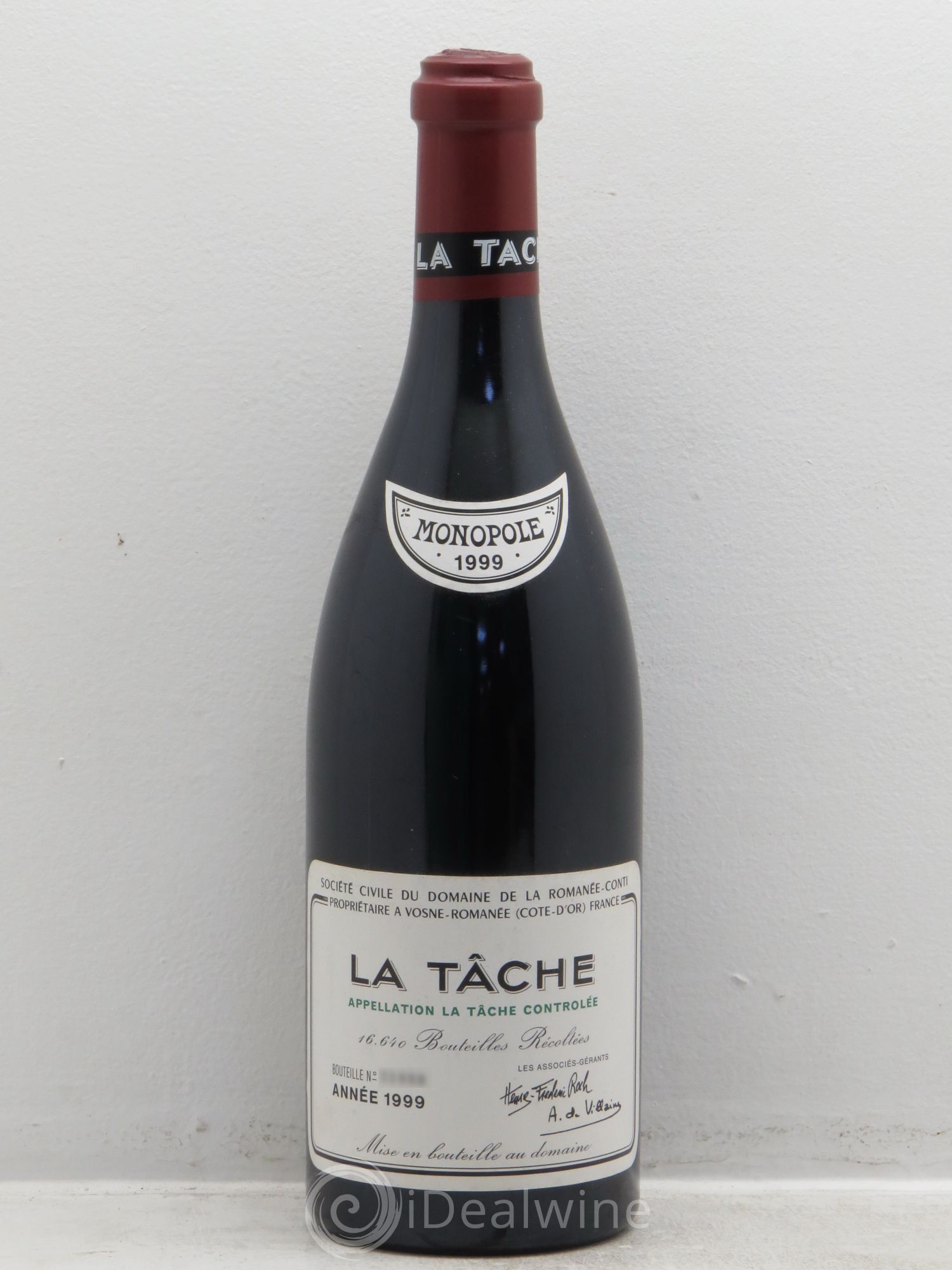 La Tâche Grand Cru Domaine de la Romanée-Conti 1999 - Lot de 1 bouteille - 0