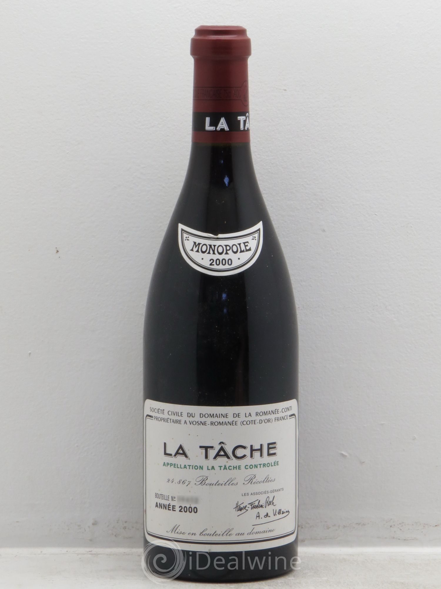 La Tâche Grand Cru Domaine de la Romanée-Conti 2000 - Lot de 1 bouteille - 0
