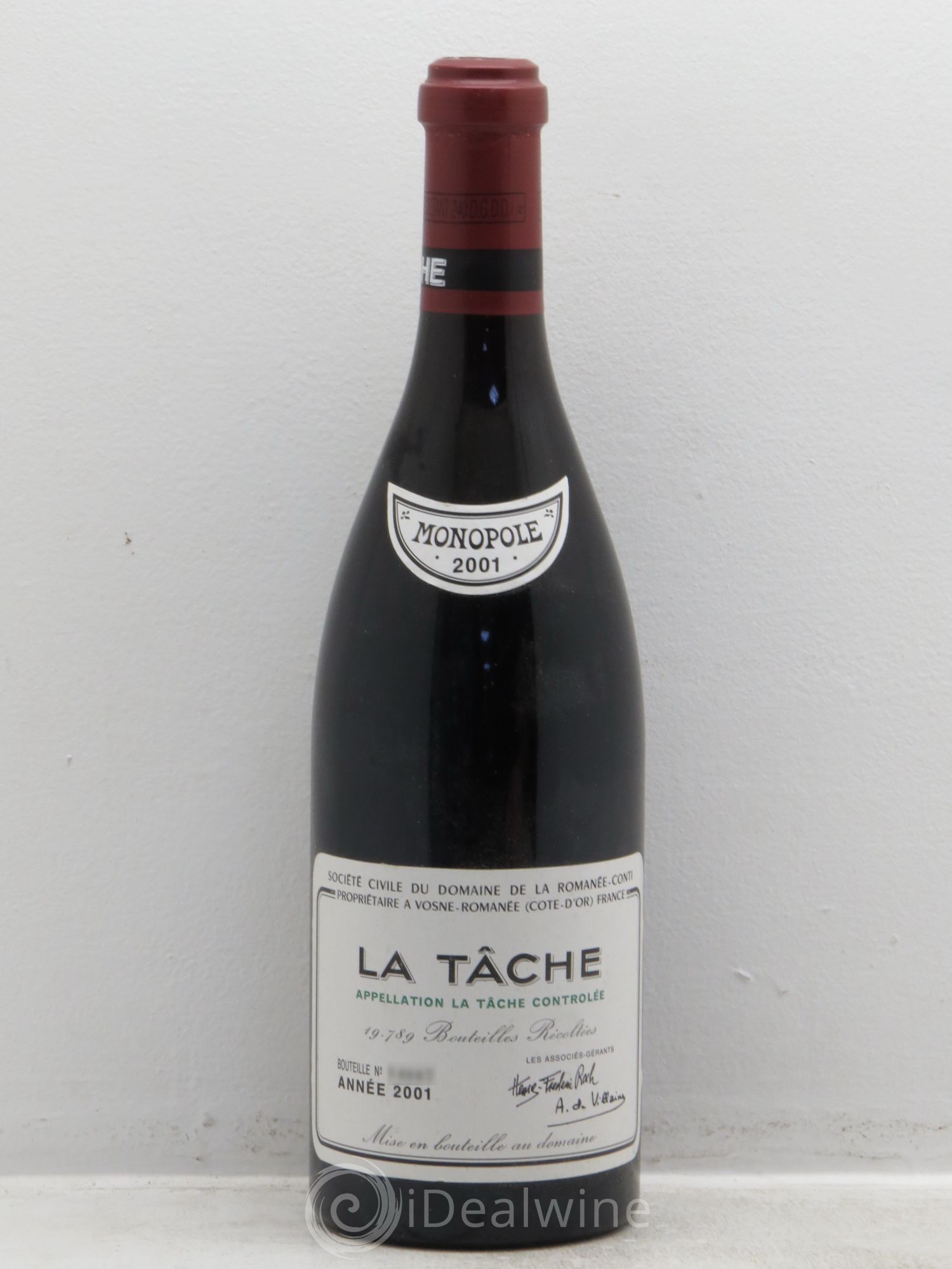 La Tâche Grand Cru Domaine de la Romanée-Conti 2001 - Lot de 1 bouteille - 0