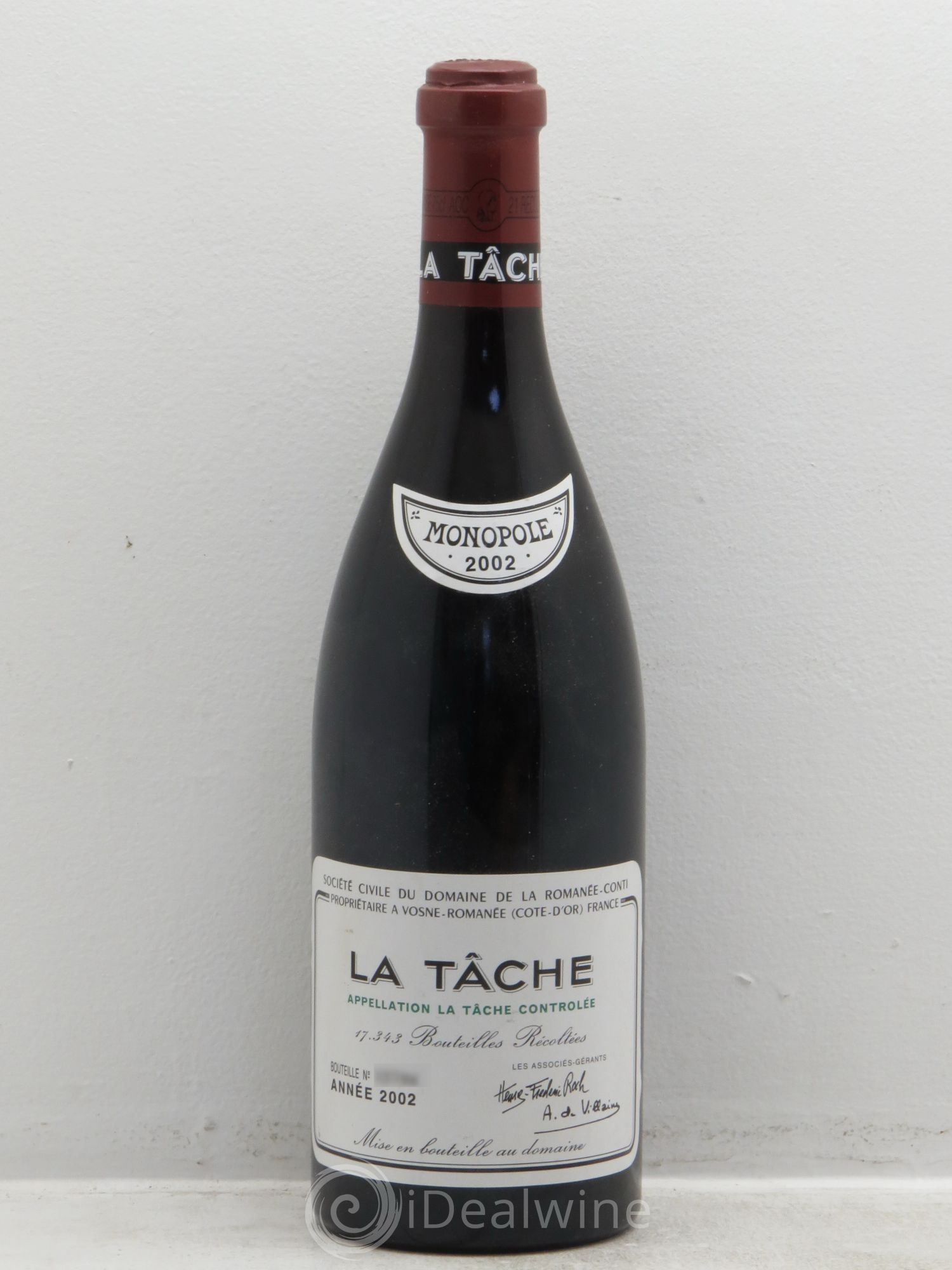 La Tâche Grand Cru Domaine de la Romanée-Conti 2002 - Lot de 1 bouteille - 0