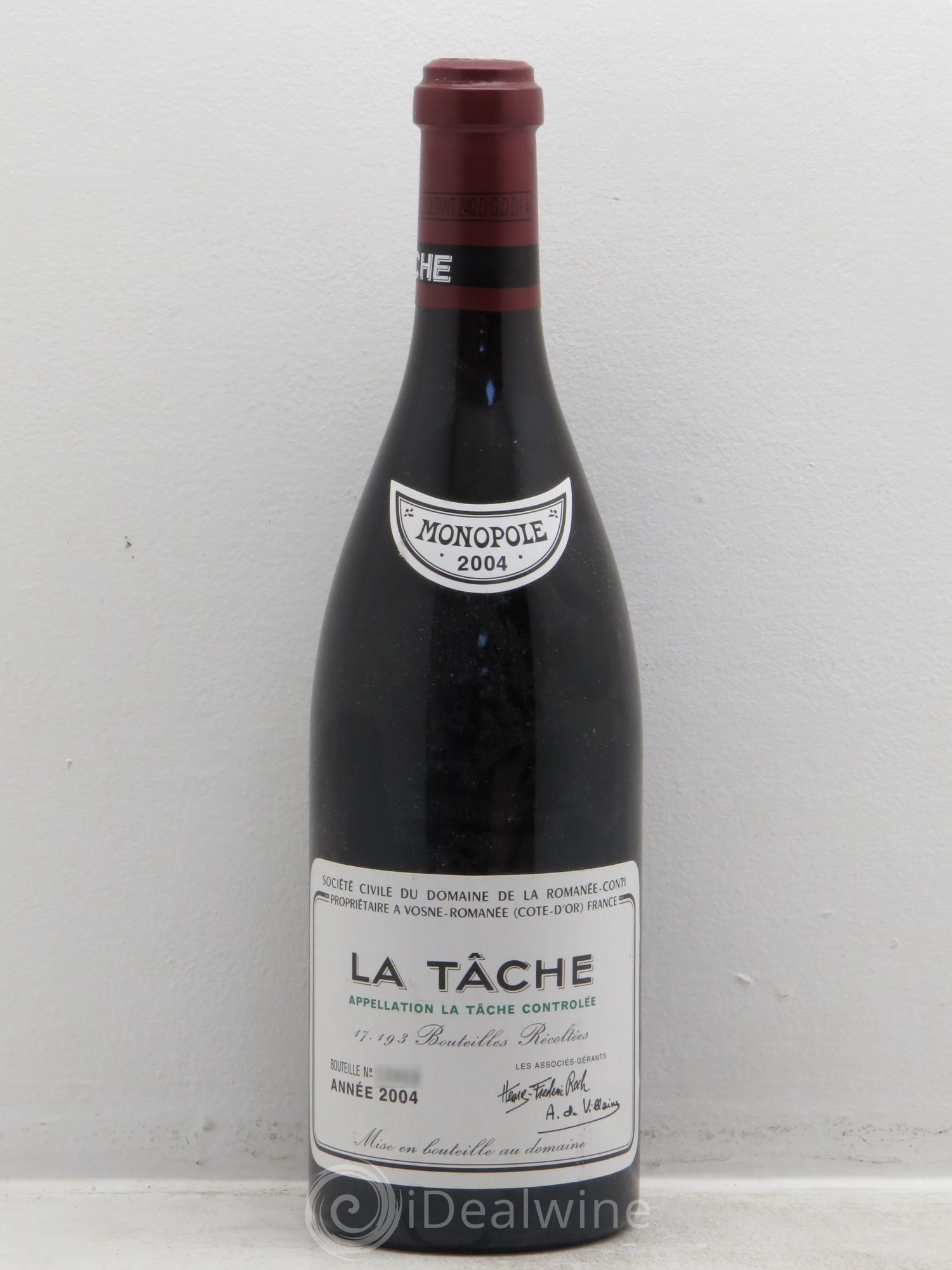 La Tâche Grand Cru Domaine de la Romanée-Conti 2004 - Lot de 1 bouteille - 0
