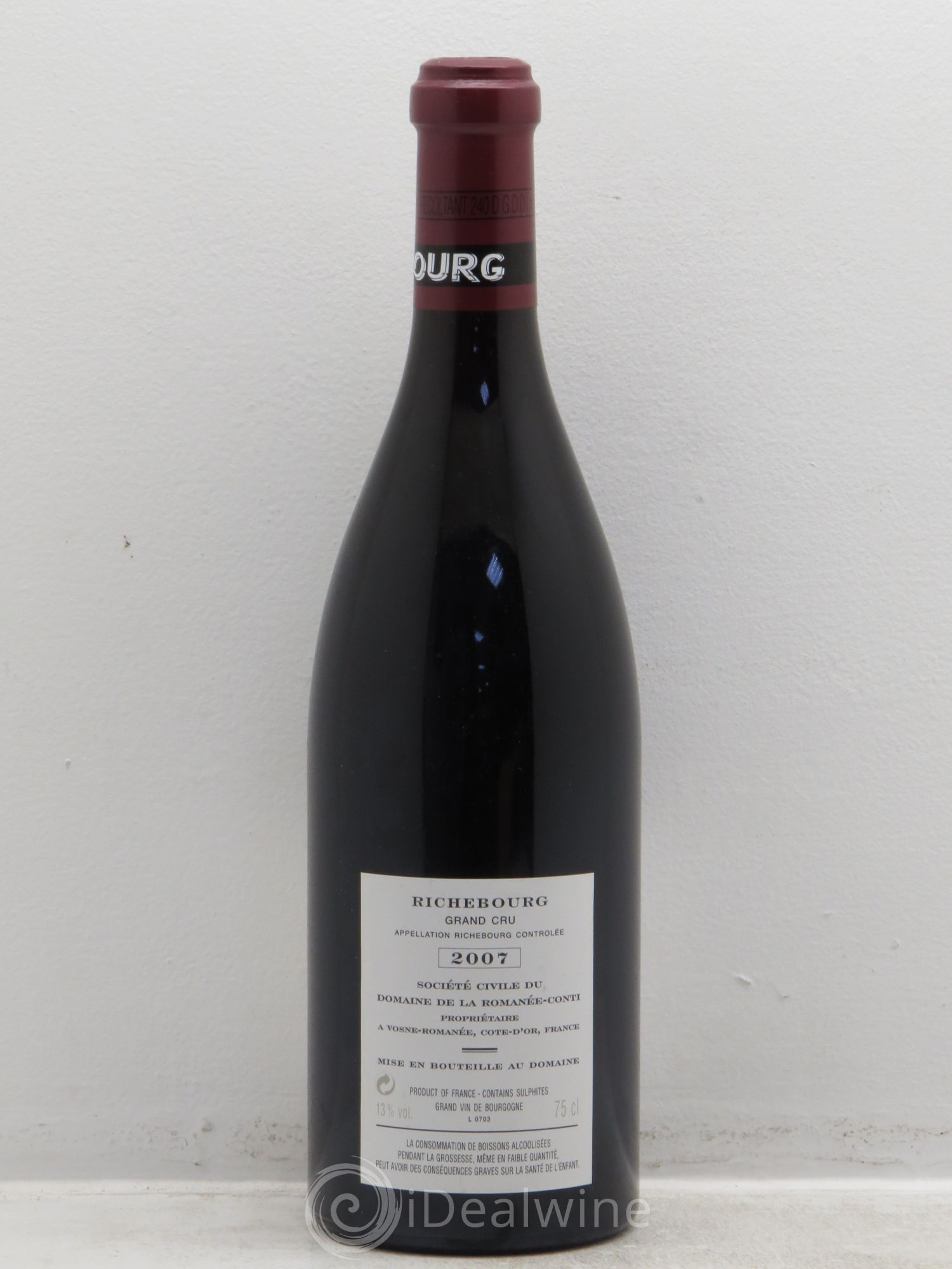 Richebourg Grand Cru Domaine de la Romanée-Conti 2007 - Lot de 1 bouteille - 1