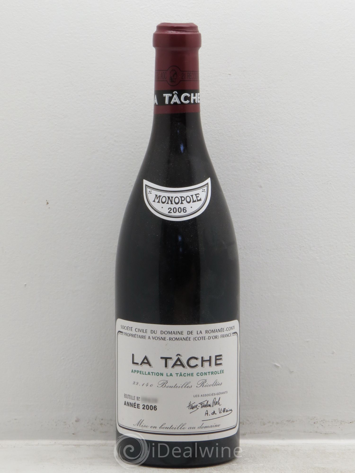 La Tâche Grand Cru Domaine de la Romanée-Conti 2006 - Lot de 1 bouteille - 0