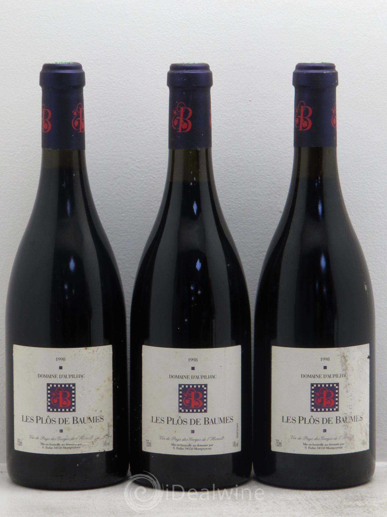 Divers Vin de pays Domaine D'Aupilhac Les Plôts de Baumes 1998 - Posten von 3 Flaschen - 0