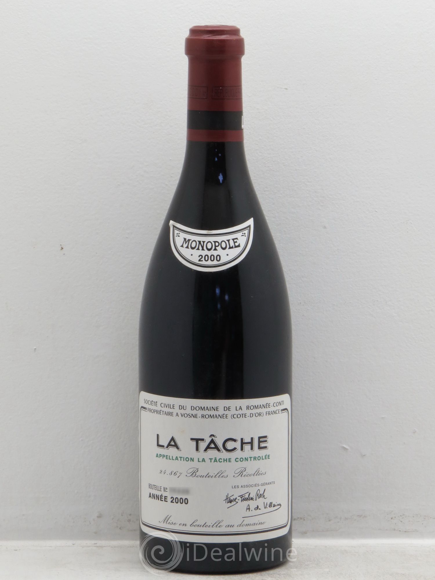 La Tâche Grand Cru Domaine de la Romanée-Conti 2000 - Lot de 1 bouteille - 0